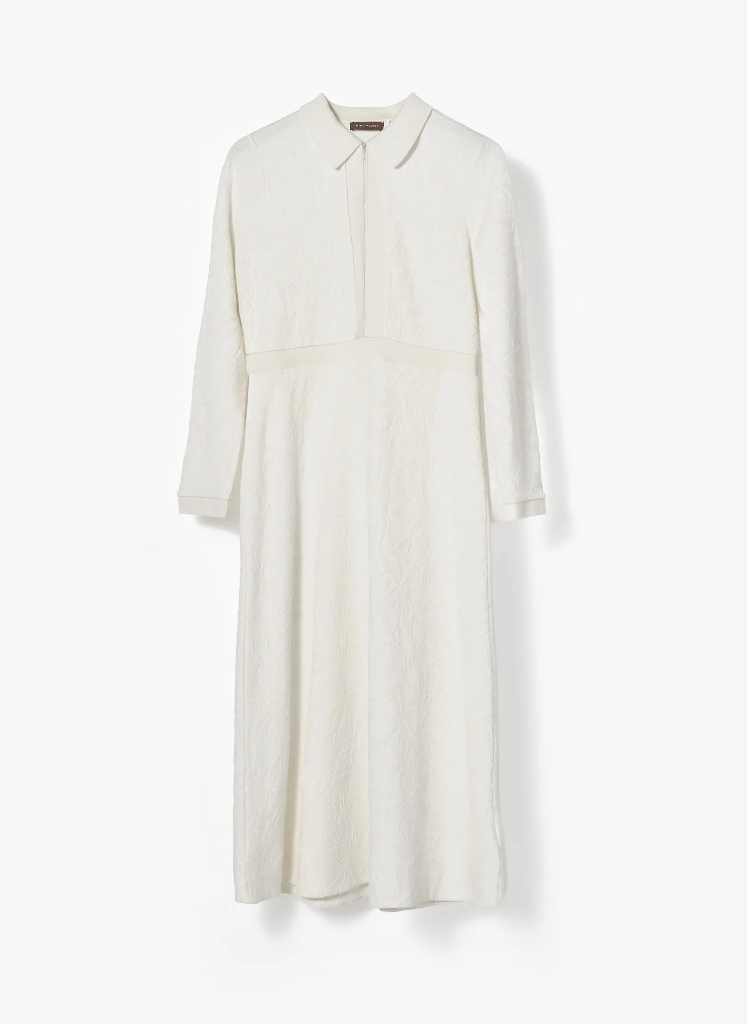 Cream Jacquard Print Midi Dress