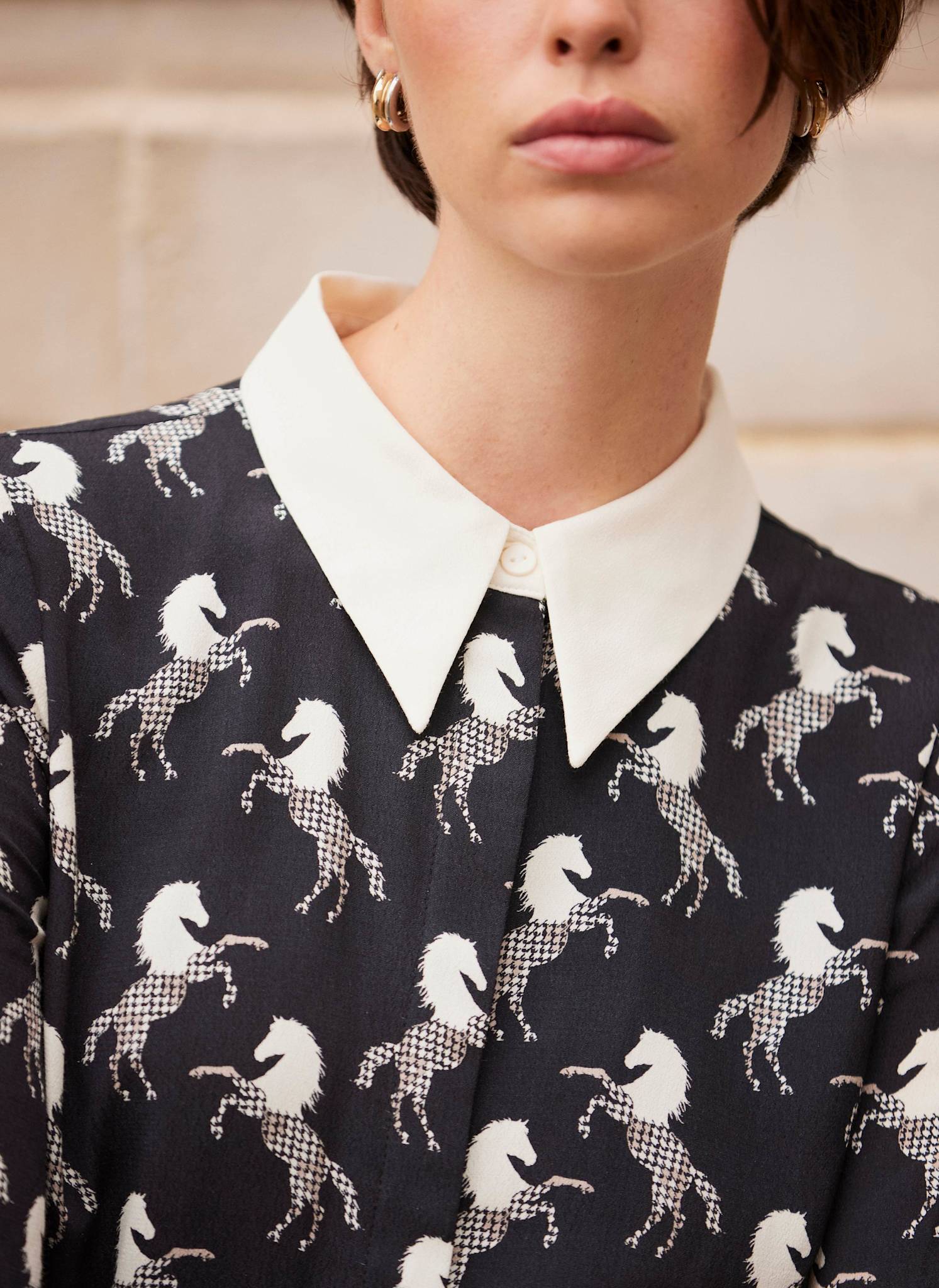 13155-black-horse-print-mini-shirt-dress-6.jpg Black Horse Print Mini Shirt Dress