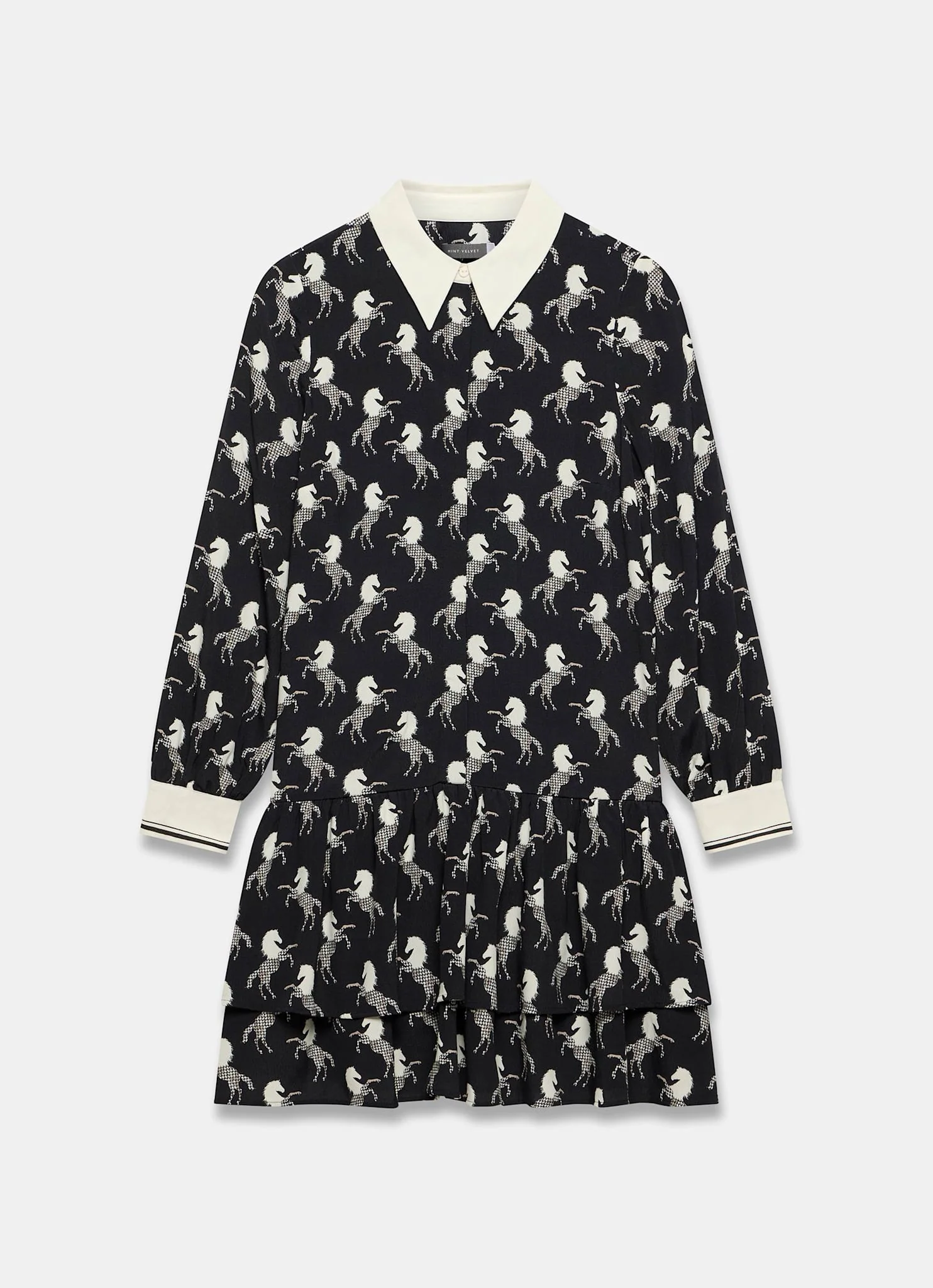 13155-black-horse-print-mini-shirt-dress-7.webp Black Horse Print Mini Shirt Dress