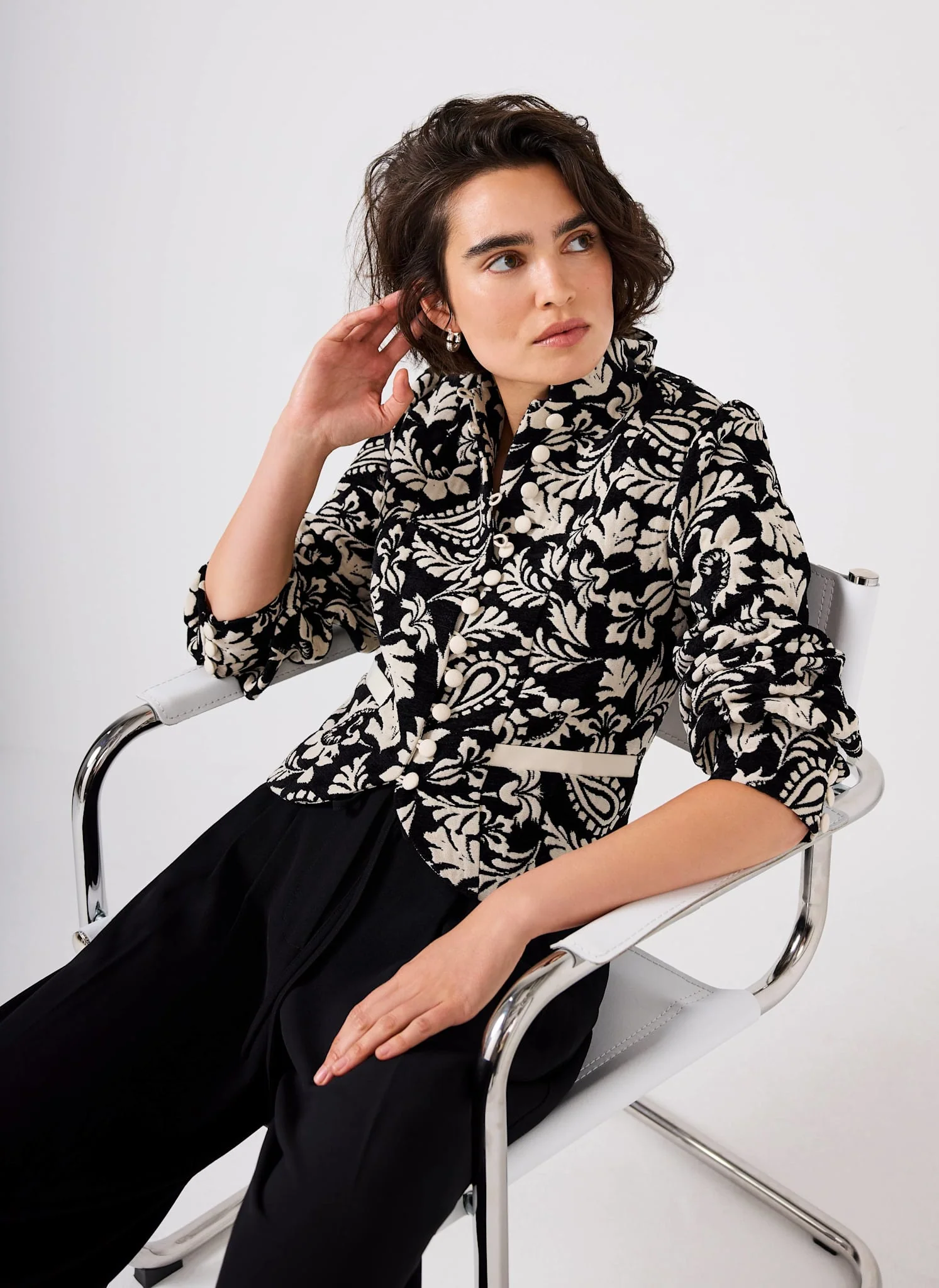 13171-black-jacquard-floral-cropped-jacket-4.webp Black Jacquard Floral Cropped Jacket