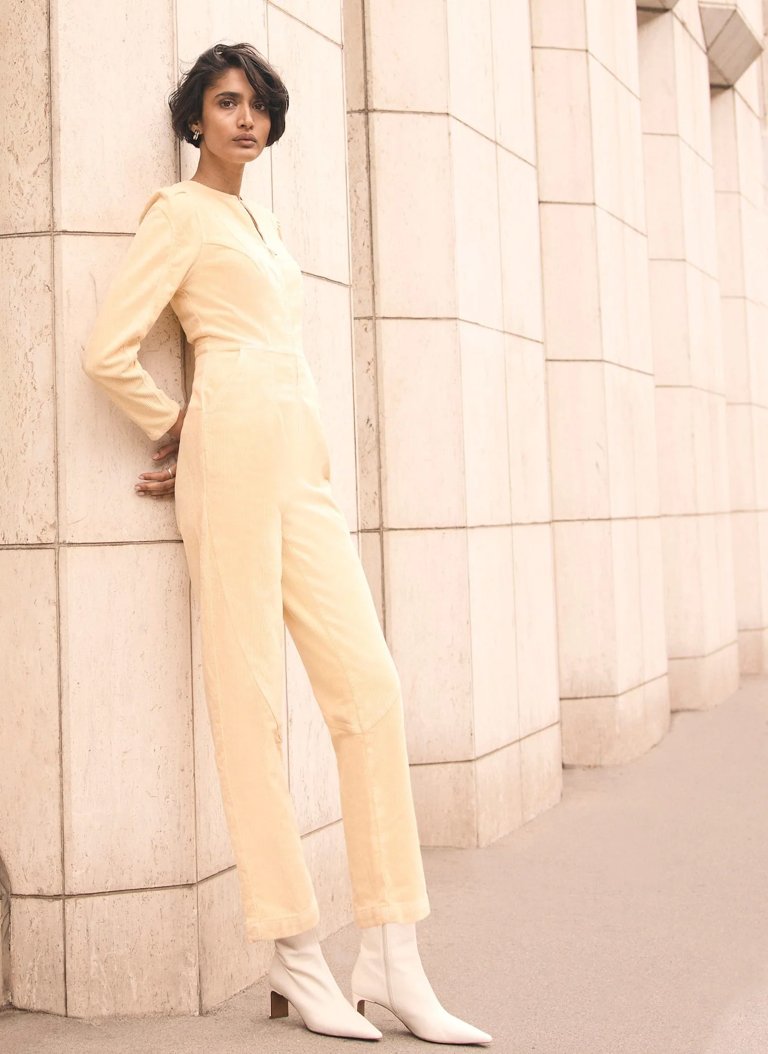 Butter Yellow Corduroy Jumpsuit
