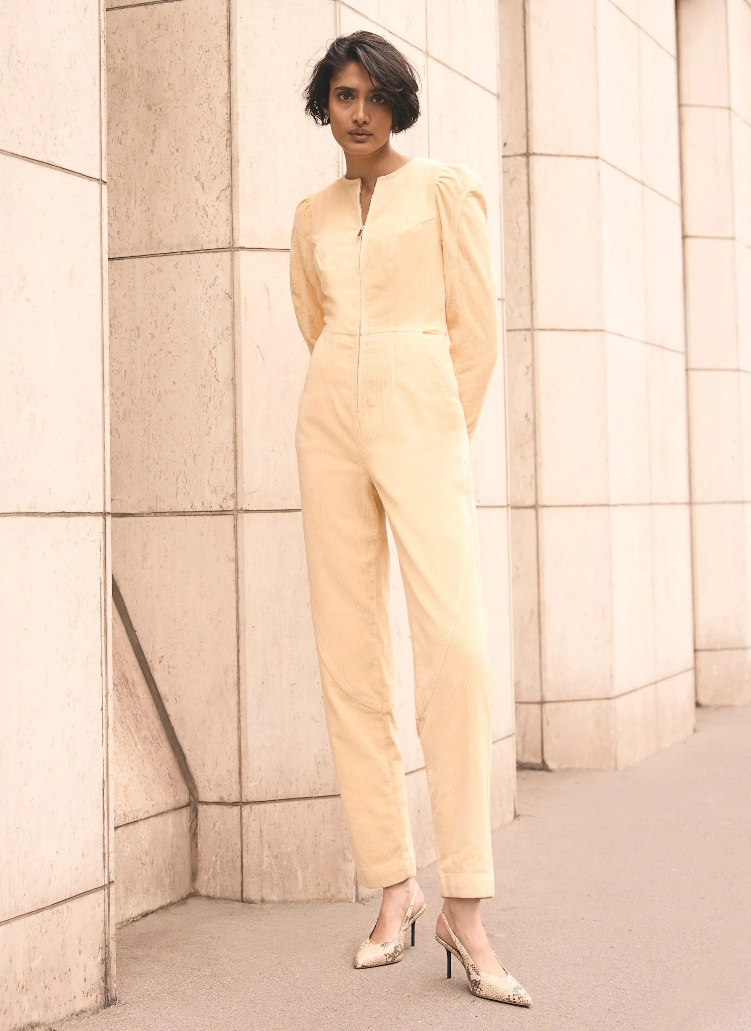 Butter Yellow Corduroy Jumpsuit