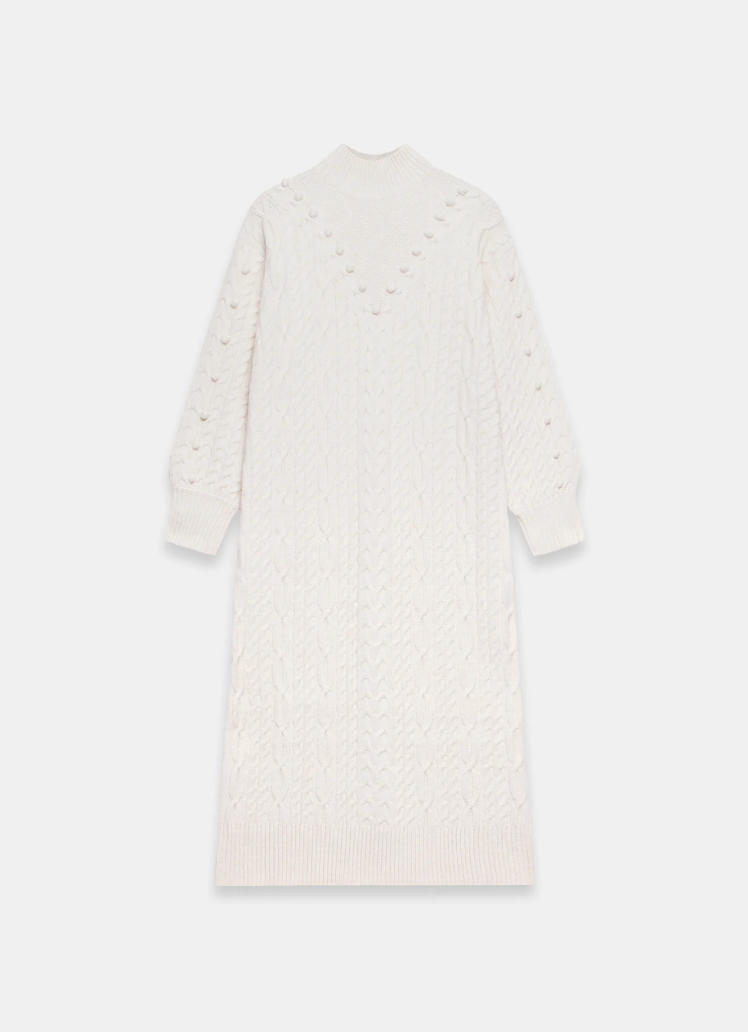 Cream Bobble Detail Knitted Midi Dress