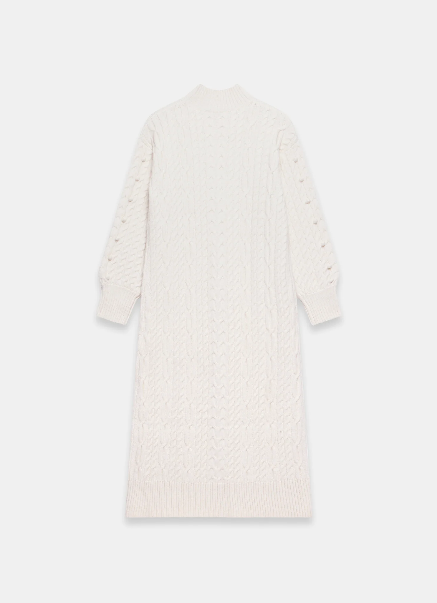 Cream Bobble Detail Knitted Midi Dress