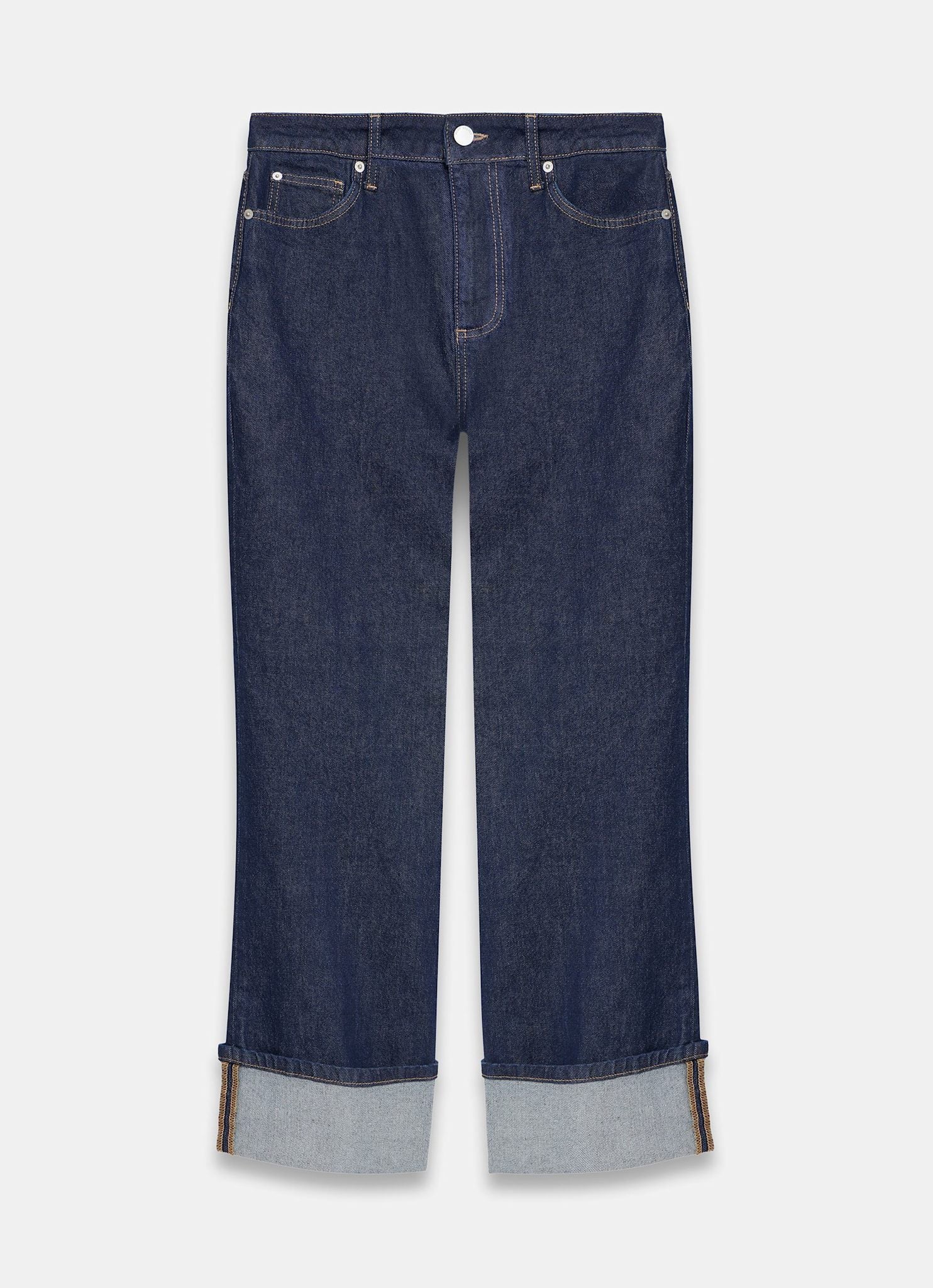 13223-dark-indigo-wide-turn-up-jeans-7.jpg Dark Indigo Wide Turn Up Jeans