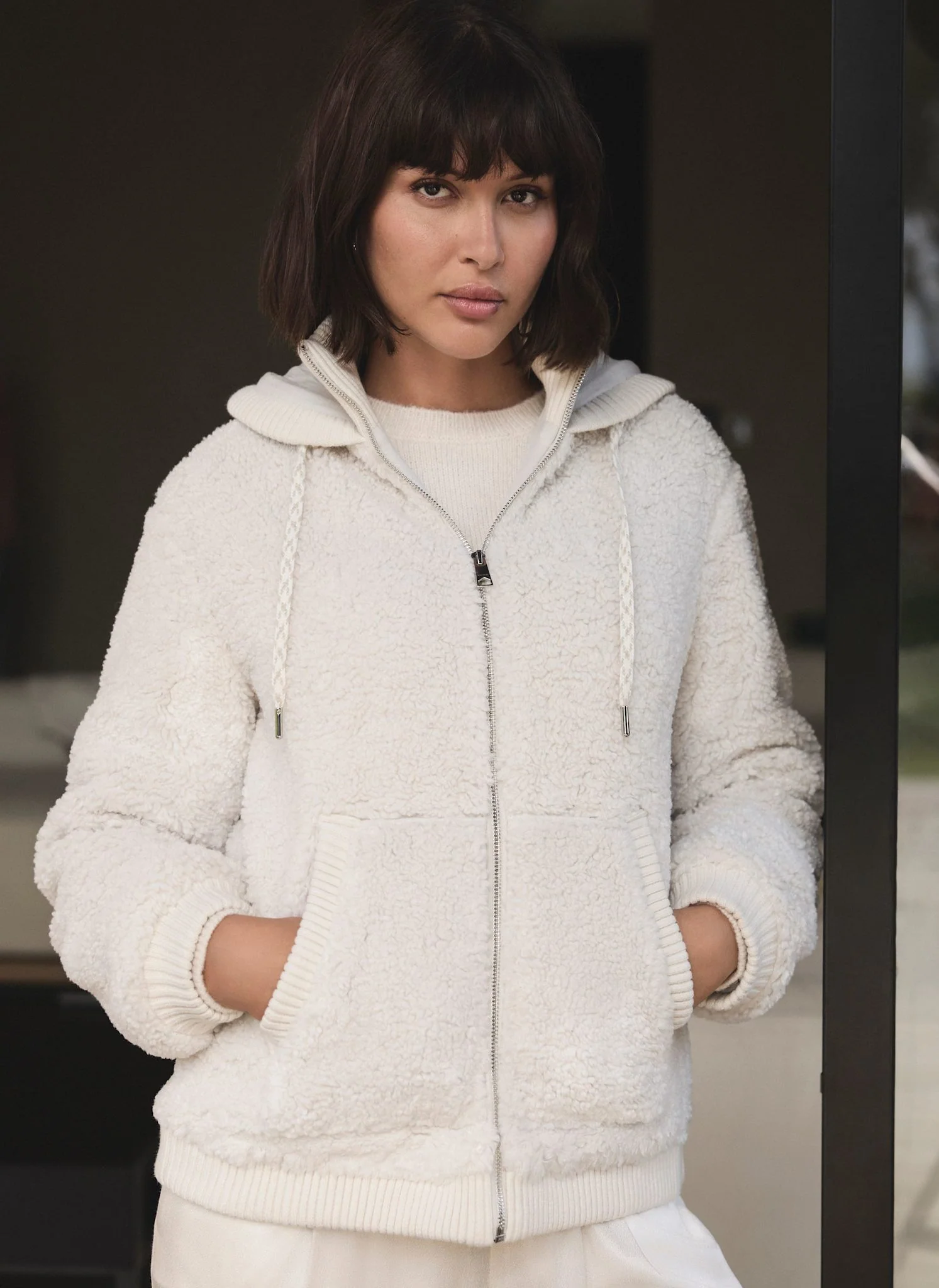 13245-cream-borg-zip-hood-jacket-1.webp Cream Borg Zip Hood Jacket