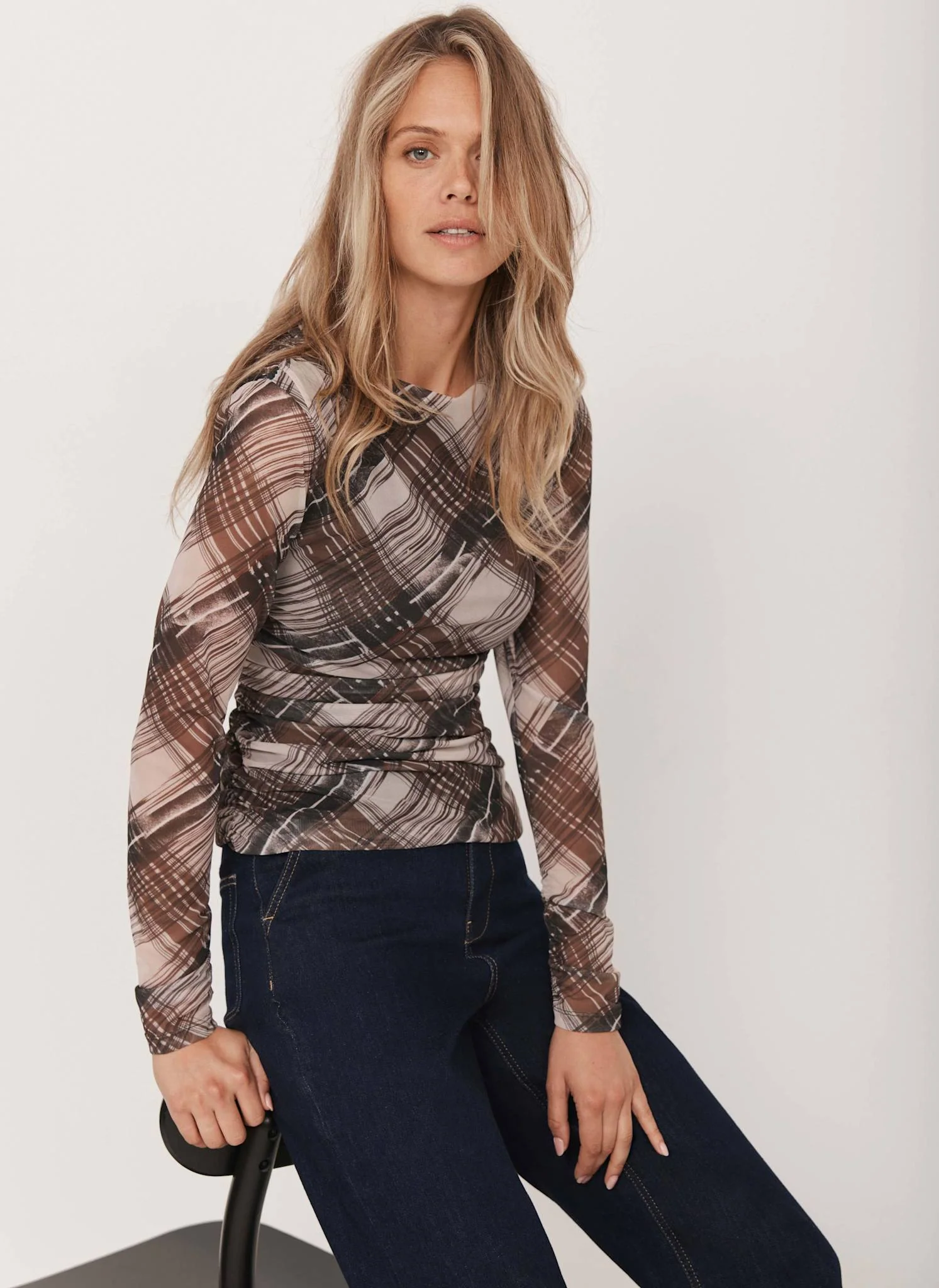 13271-brown-checked-mesh-top-2.webp Brown Checked Mesh Top