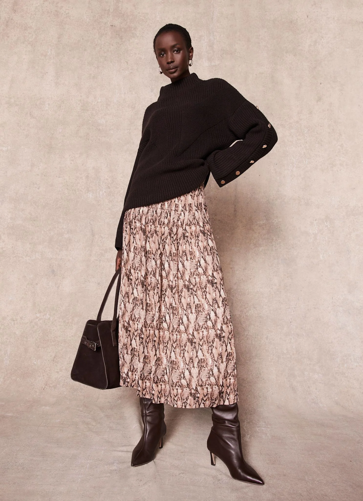 13283-brown-snake-print-midi-skirt-1.webp Brown Snake Print Midi Skirt