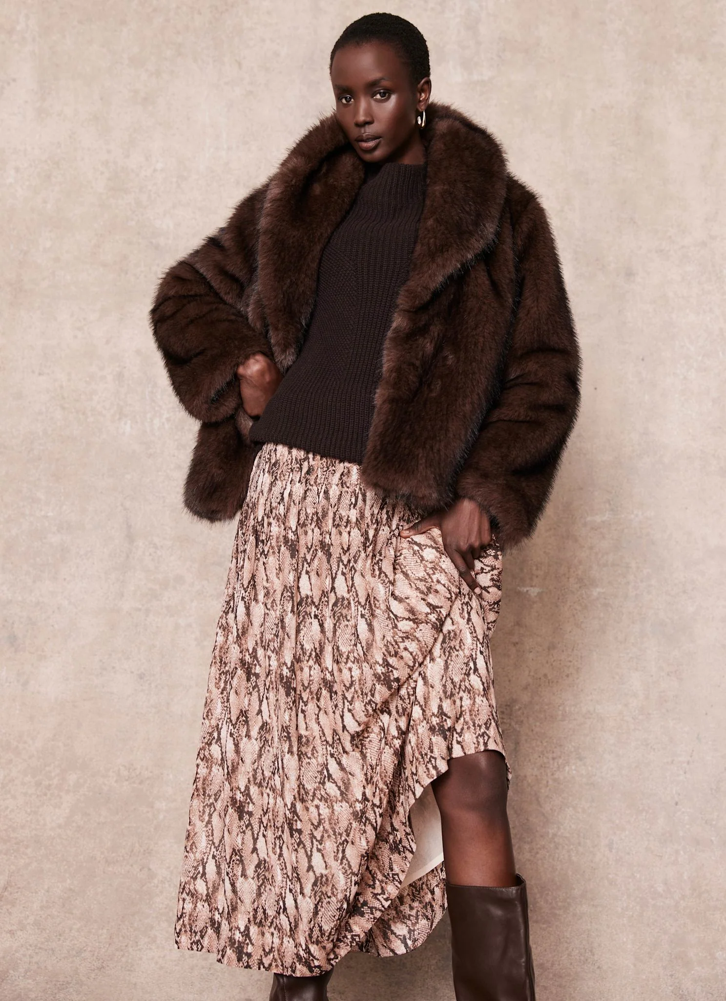 13283-brown-snake-print-midi-skirt-3.webp Brown Snake Print Midi Skirt