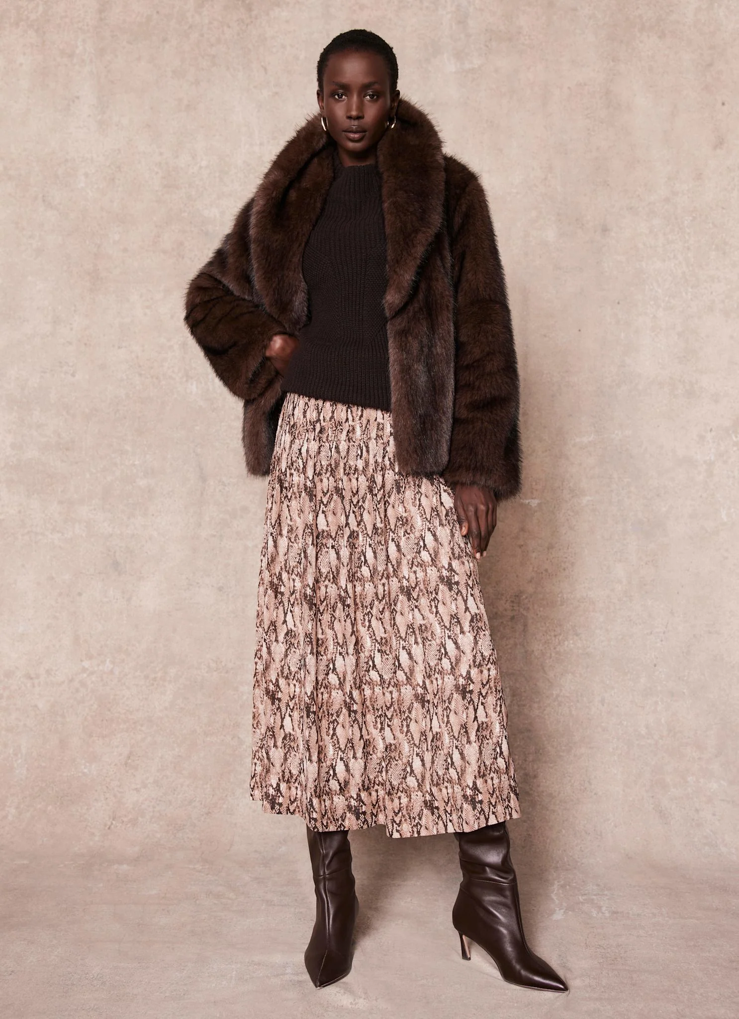 13283-brown-snake-print-midi-skirt-4.webp Brown Snake Print Midi Skirt
