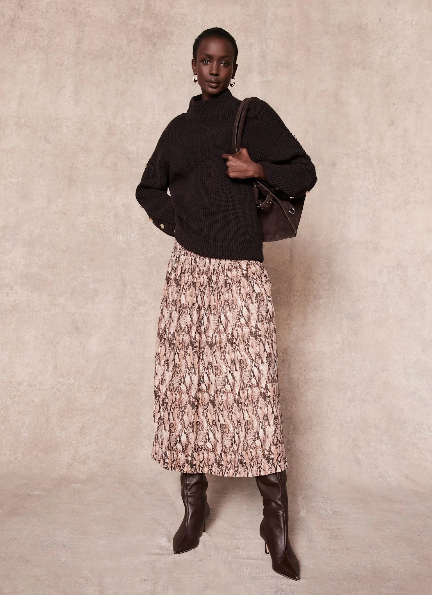 13283-brown-snake-print-midi-skirt-5.webp Brown Snake Print Midi Skirt