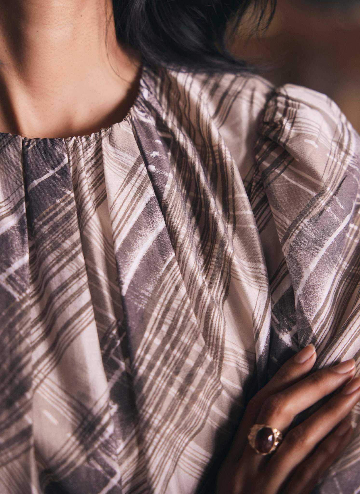 13337-brown-check-print-blouse-6.jpg Brown Check Print Blouse