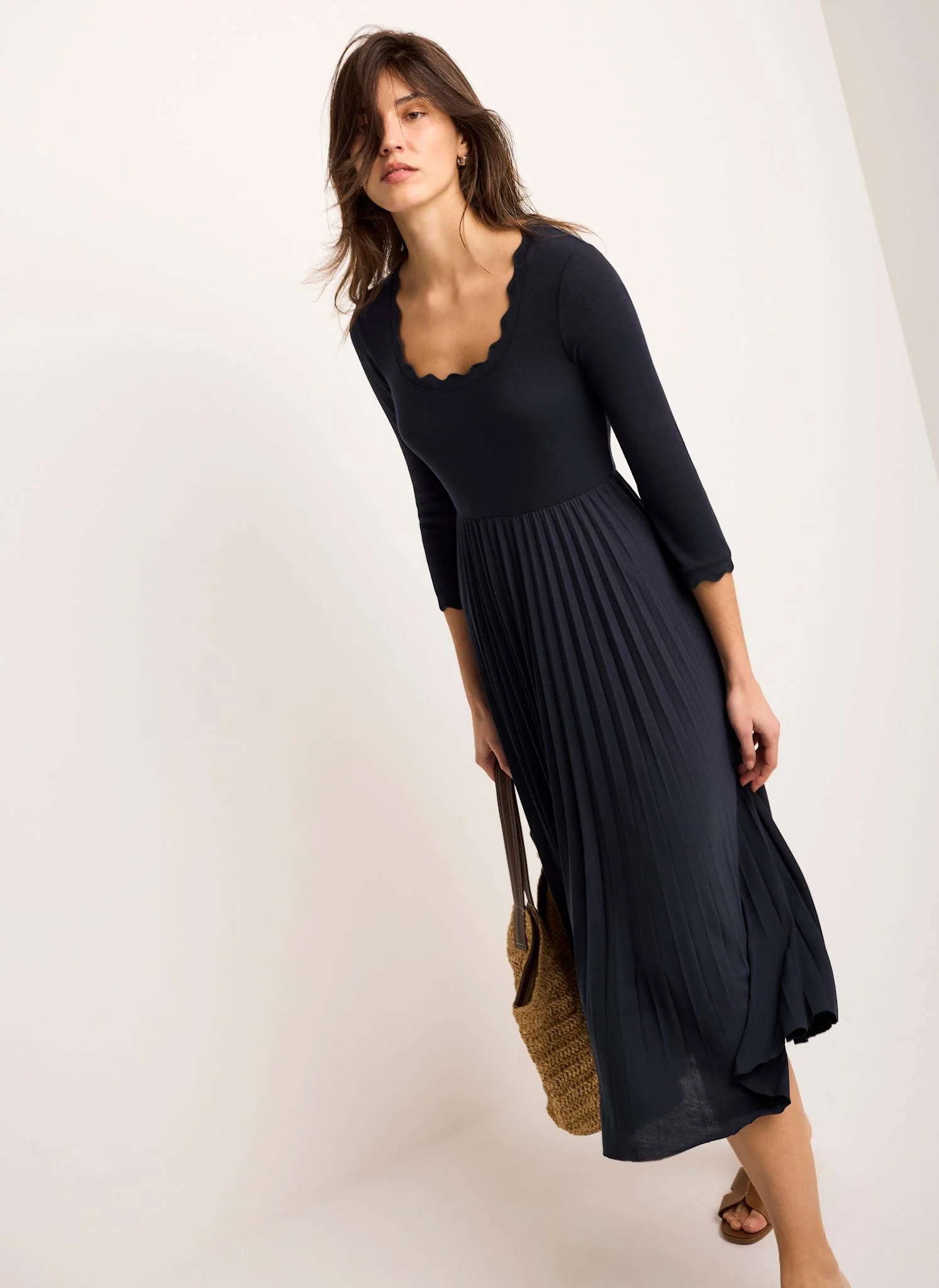 13343-navy-scallop-jersey-mix-midi-dress-2.webp Navy Scallop Jersey Mix Midi Dress