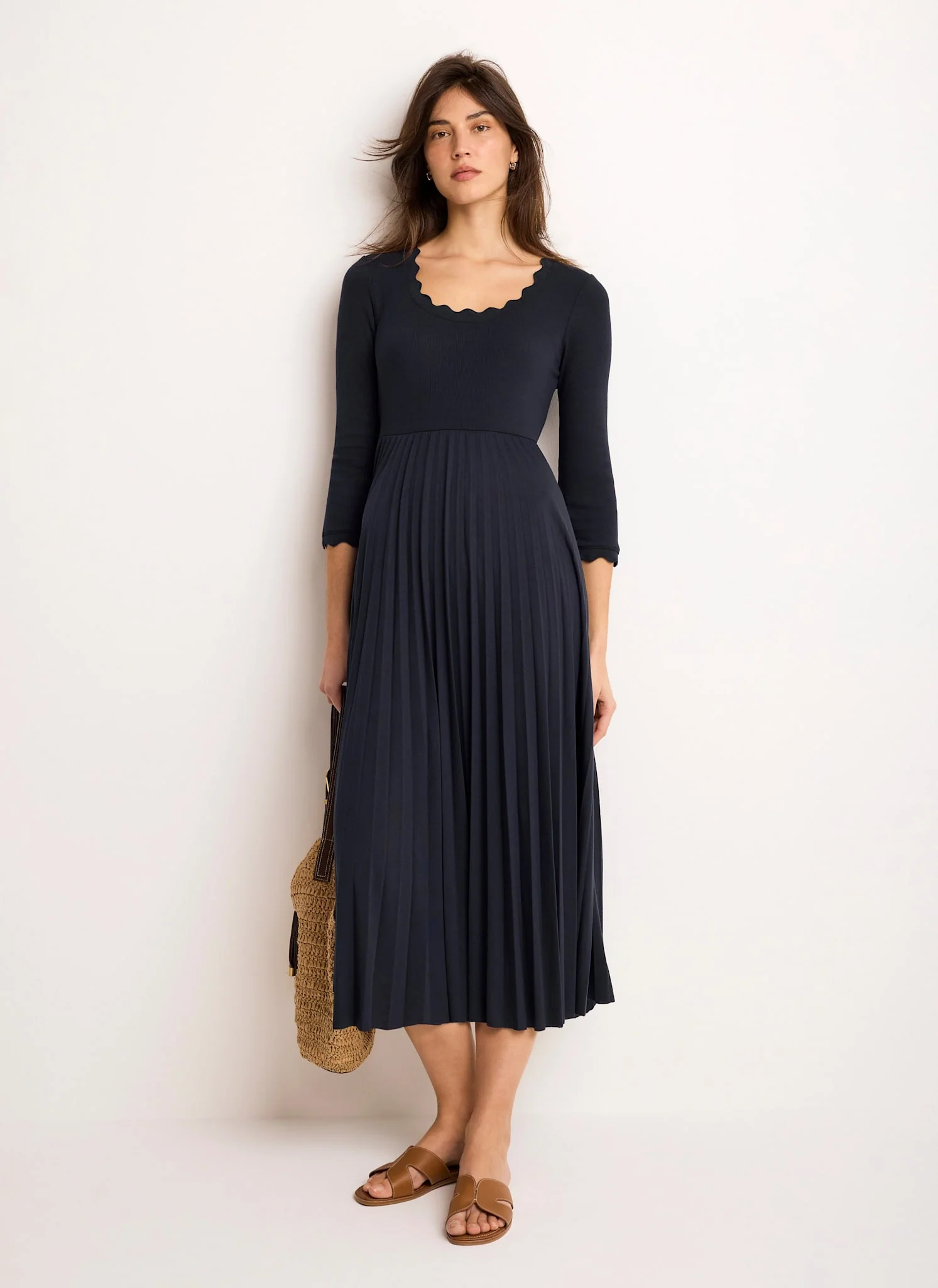 13343-navy-scallop-jersey-mix-midi-dress-3.webp Navy Scallop Jersey Mix Midi Dress