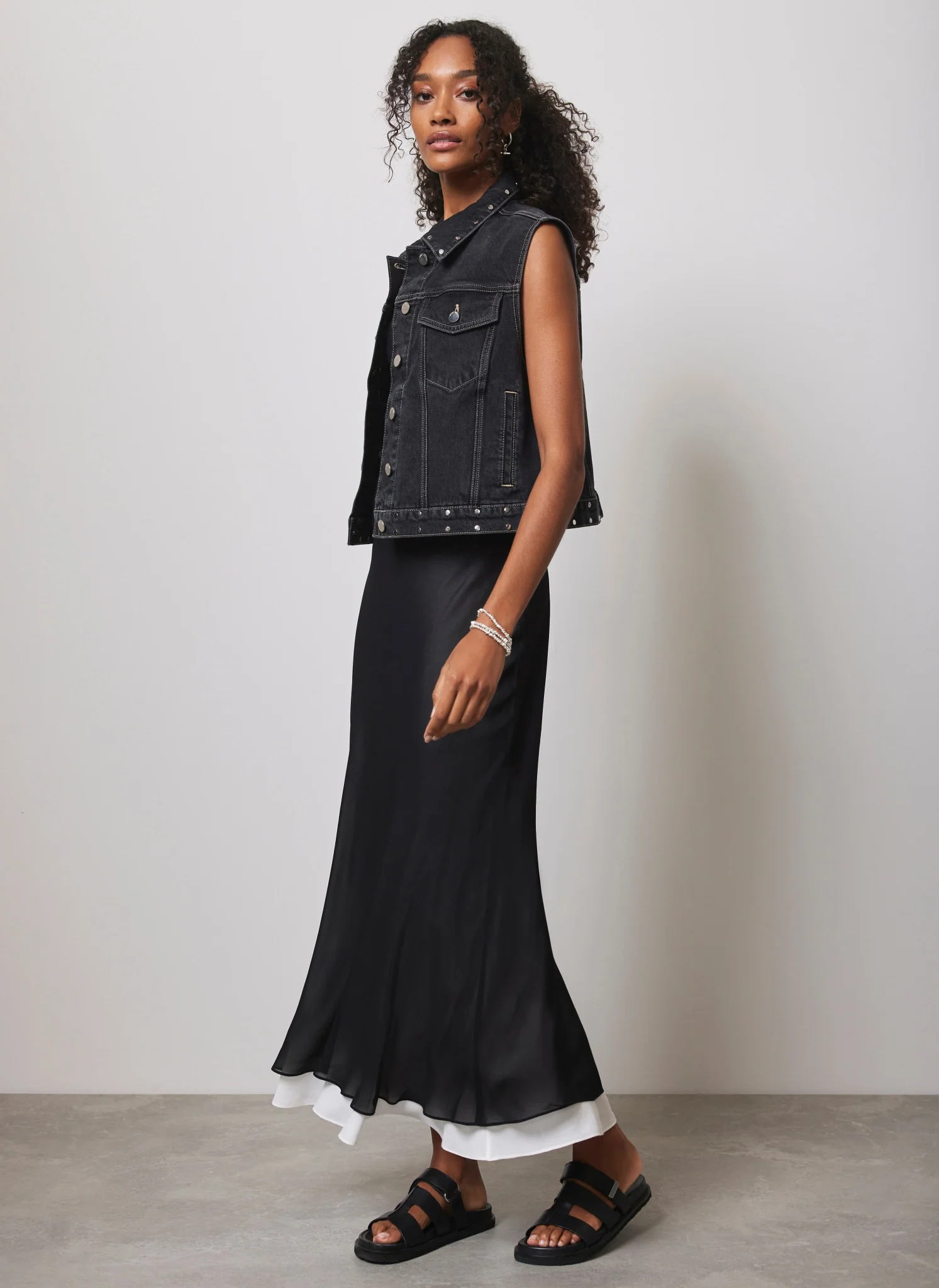 Black Layered Maxi Skirt