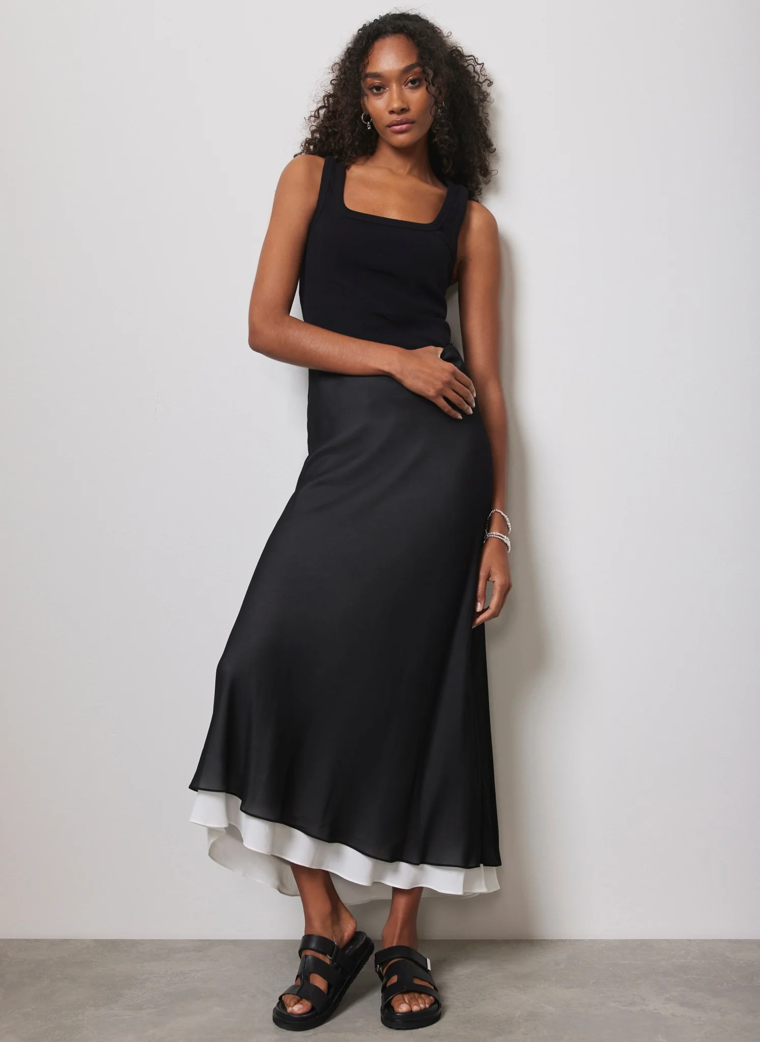 Black Layered Maxi Skirt
