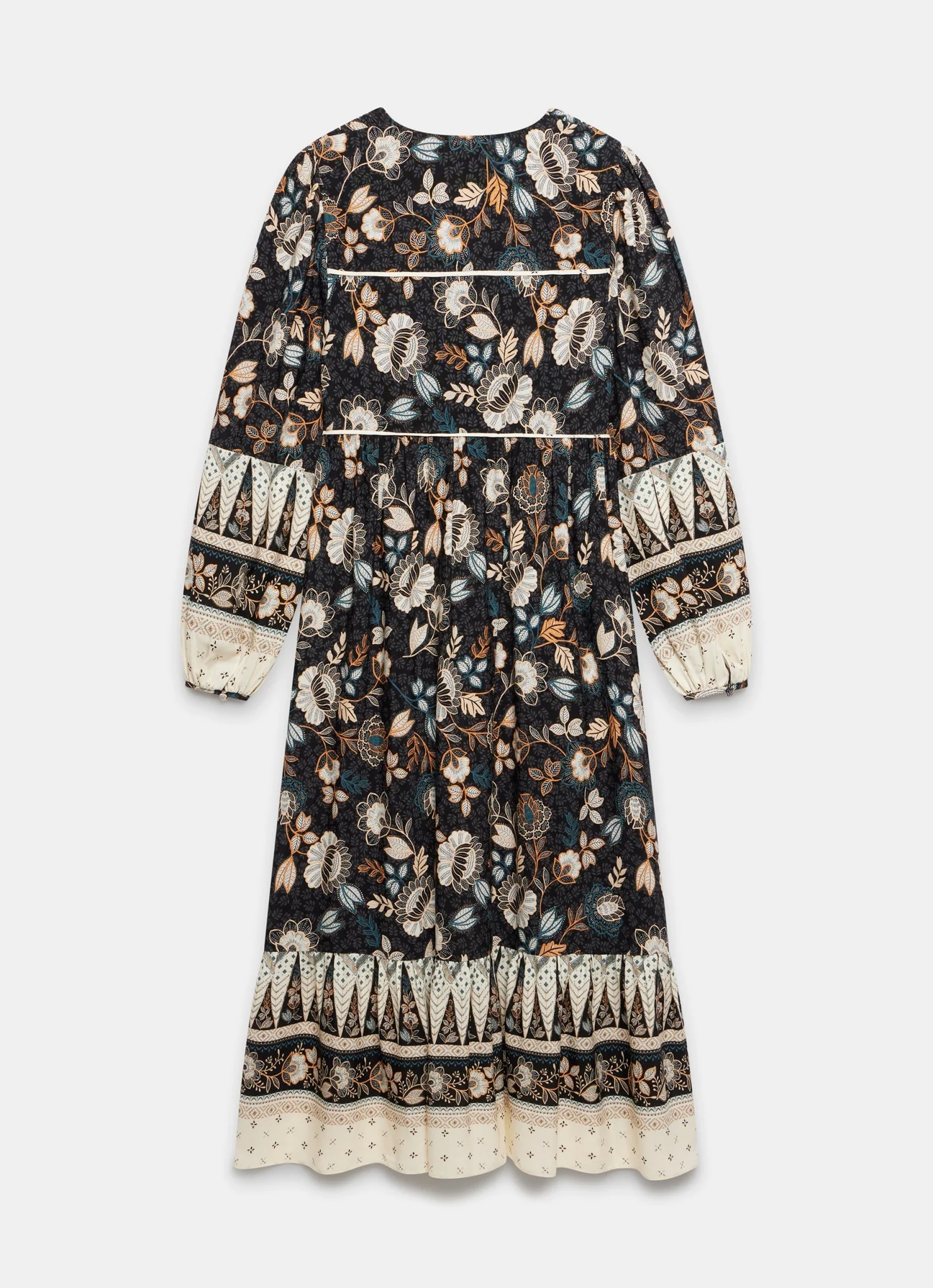 Black Floral Print Midi Dress
