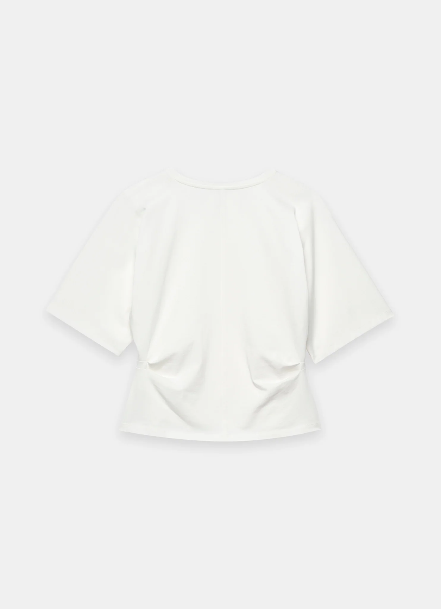 White Cotton Ruched Waist T-Shirt