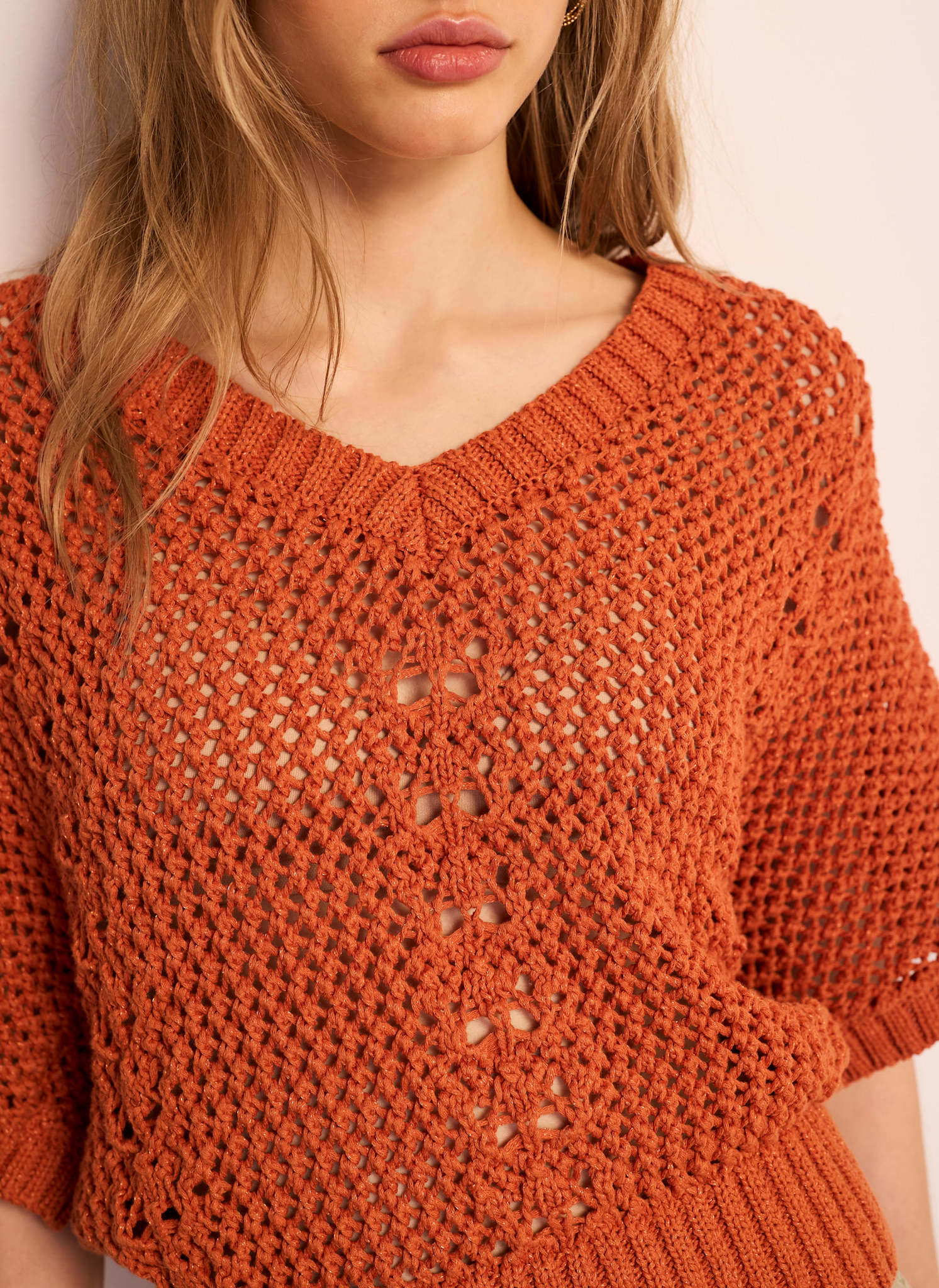 1360-orange-cotton-blend-knit-top-4.jpg Orange Cotton Blend Knit Top