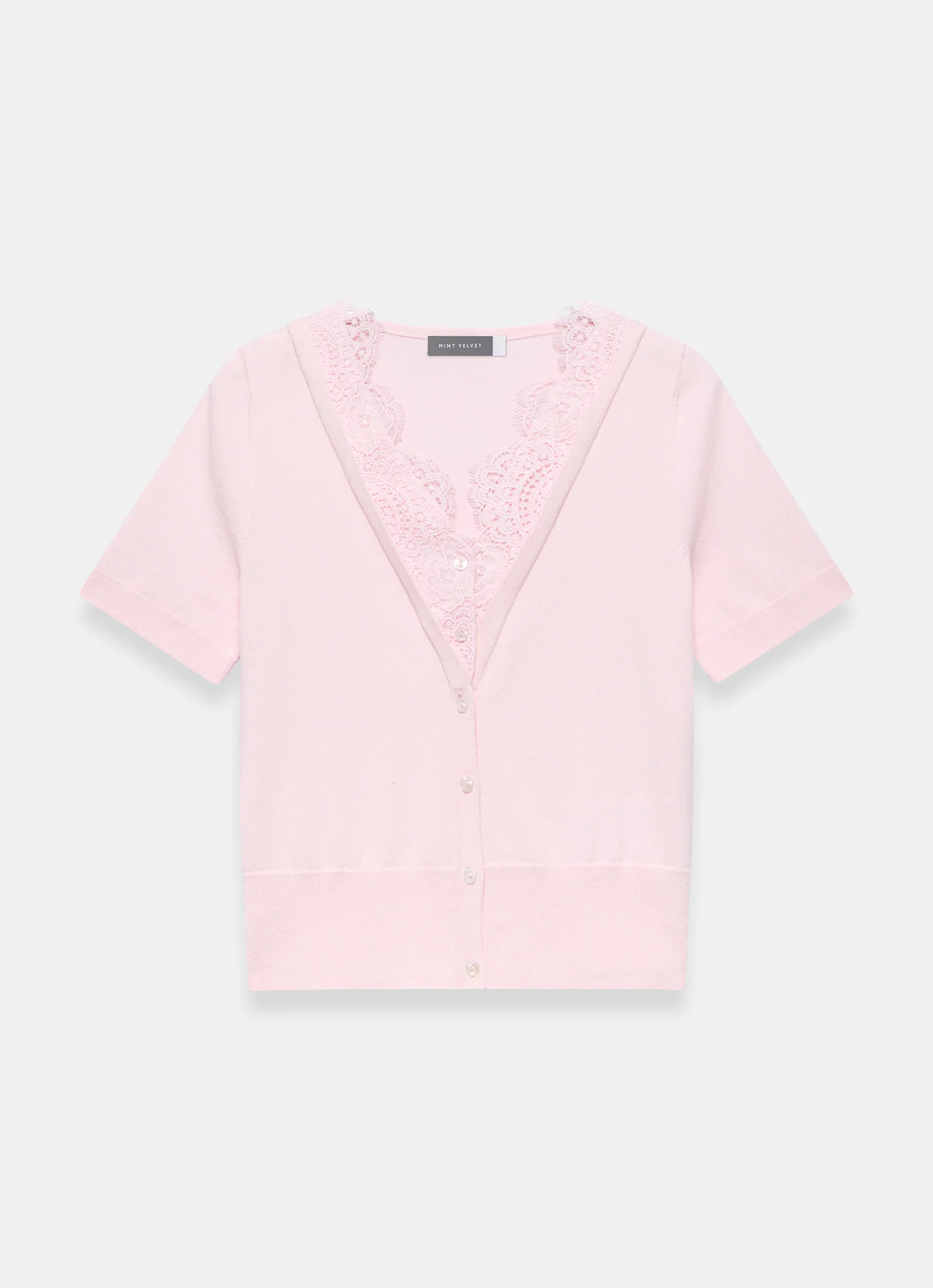 Pink Cotton Lace Trim Top
