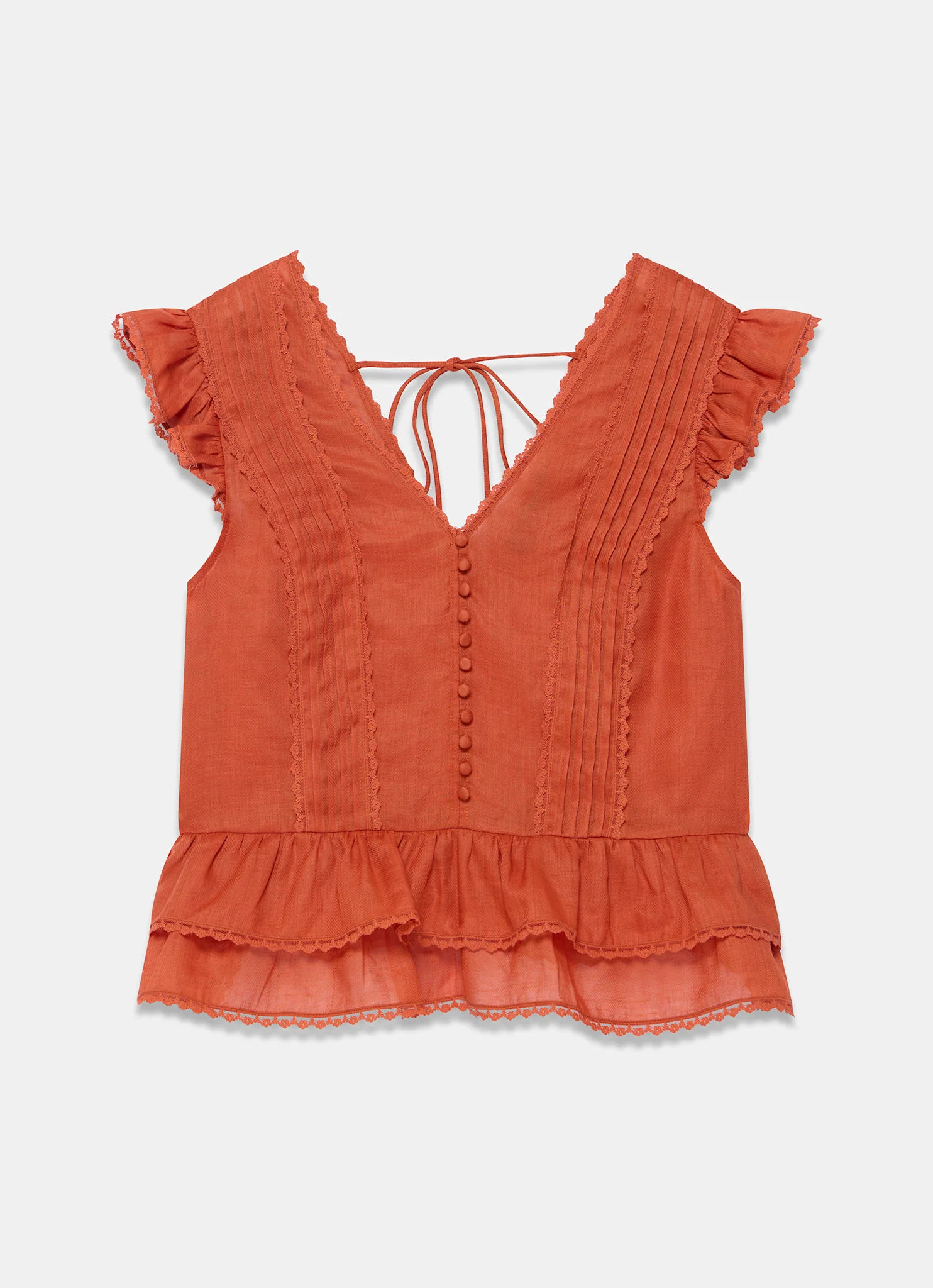 1404-orange-ramie-ruffle-detail-blouse-6.webp Orange Ramie Ruffle Detail Blouse