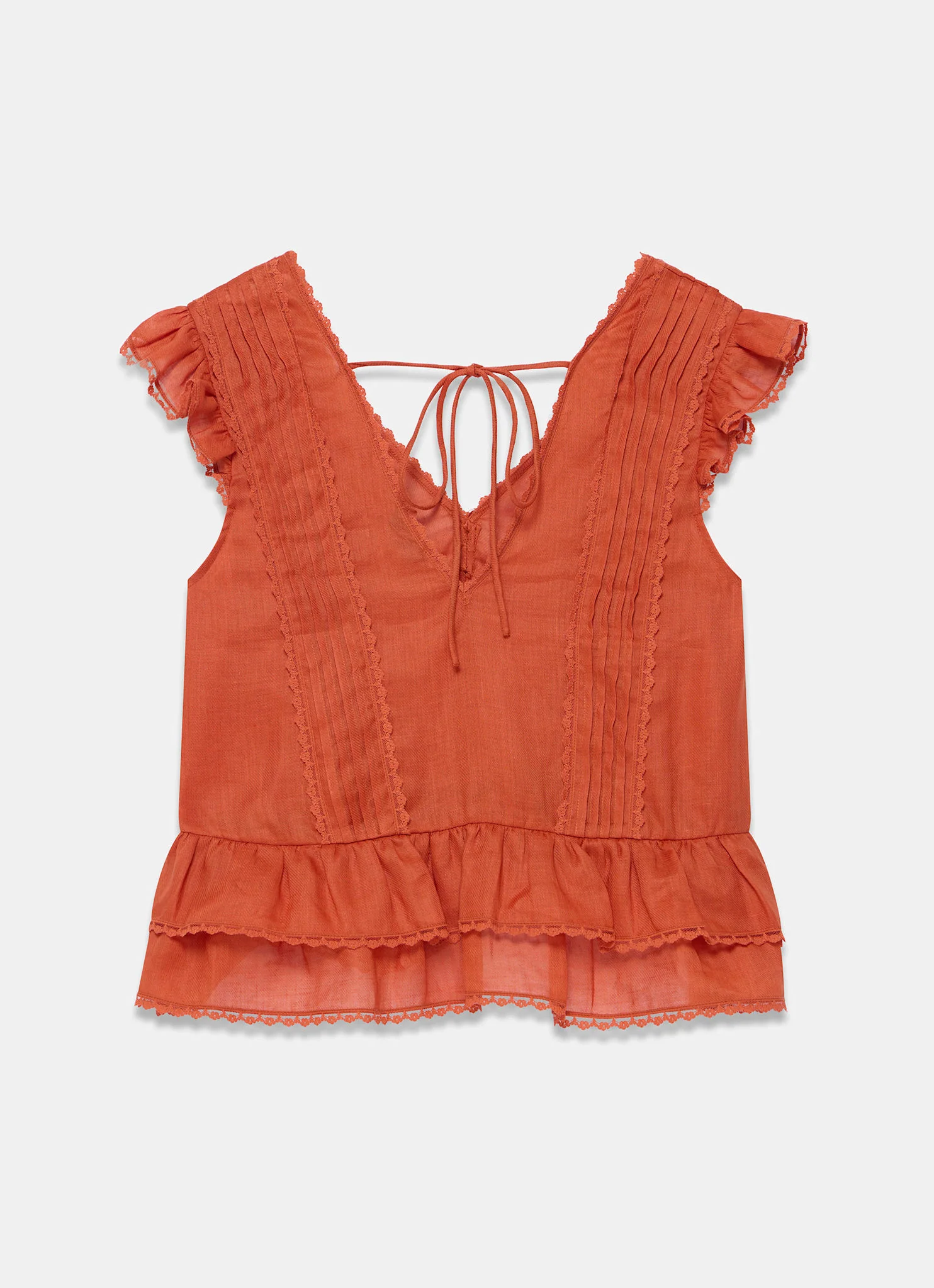 1404-orange-ramie-ruffle-detail-blouse-7.webp Orange Ramie Ruffle Detail Blouse