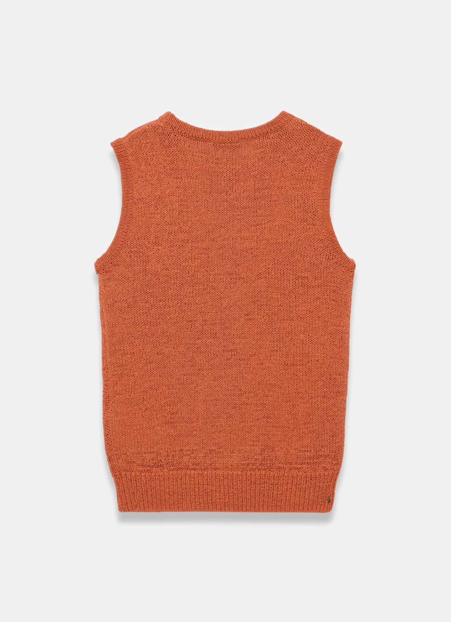 Orange Cotton Blend Sleeveless Knit Top