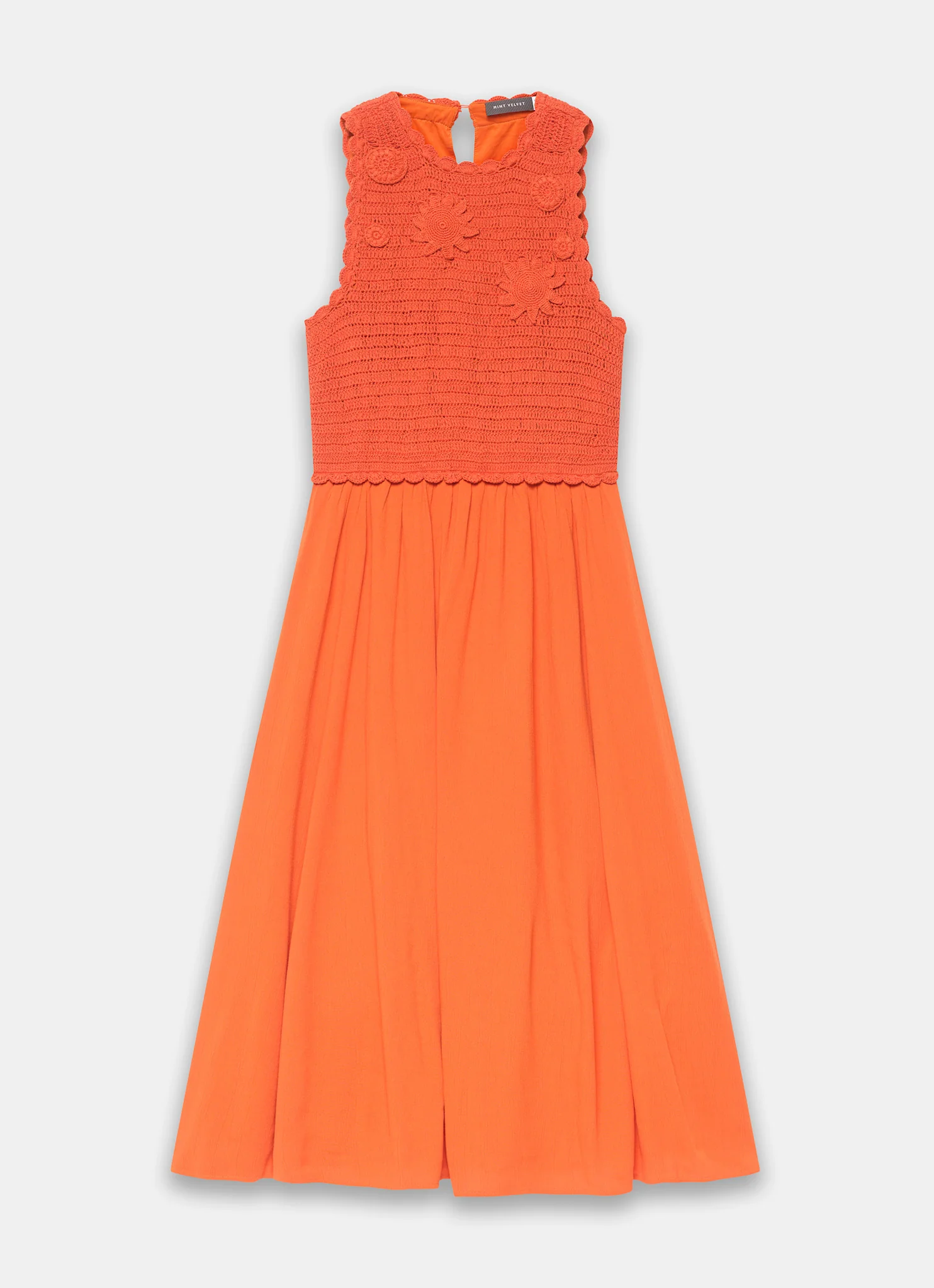 Orange Crochet Midi Dress