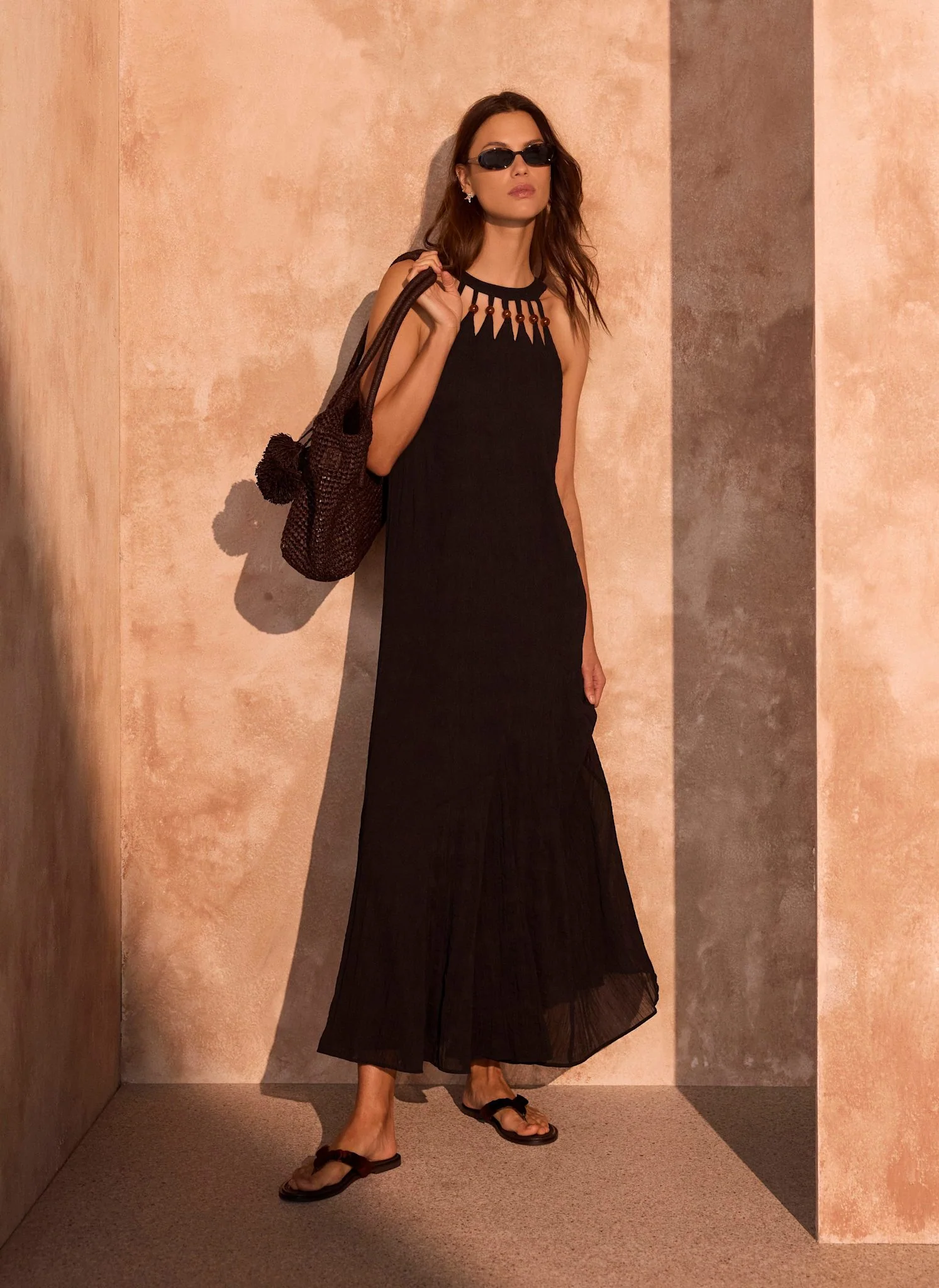 1458-black-beaded-halter-maxi-dress-1.webp Black Beaded Halter Maxi Dress