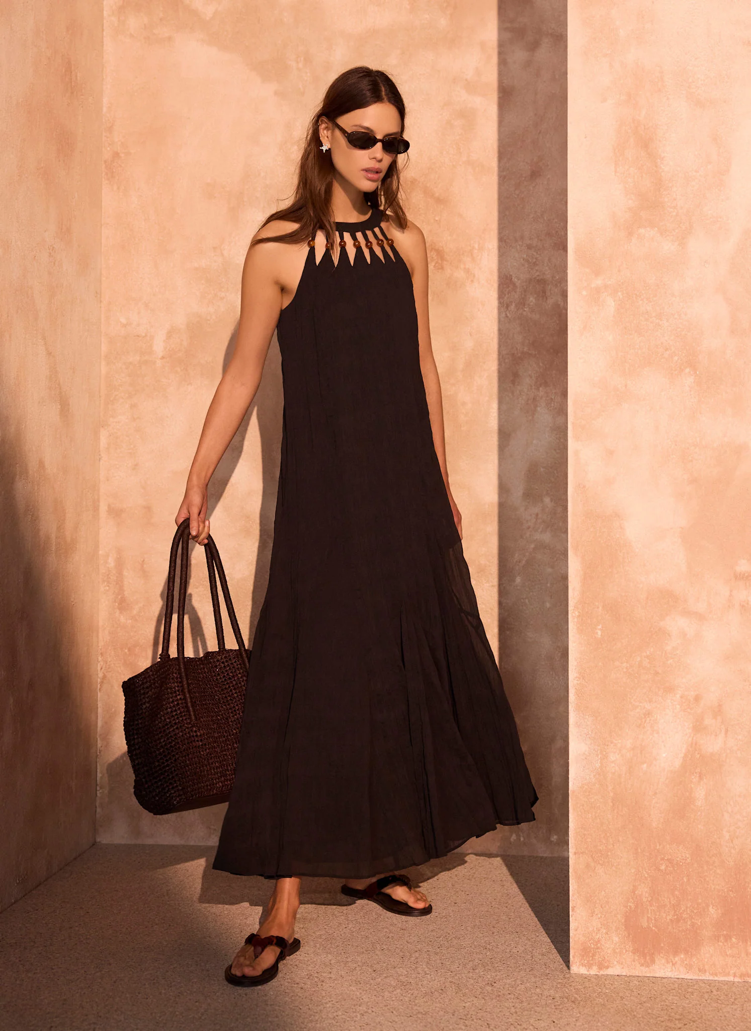 1458-black-beaded-halter-maxi-dress-2.webp Black Beaded Halter Maxi Dress
