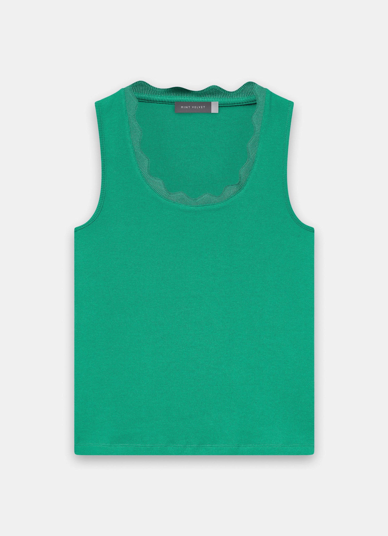 Green Scallop Trim Vest Top