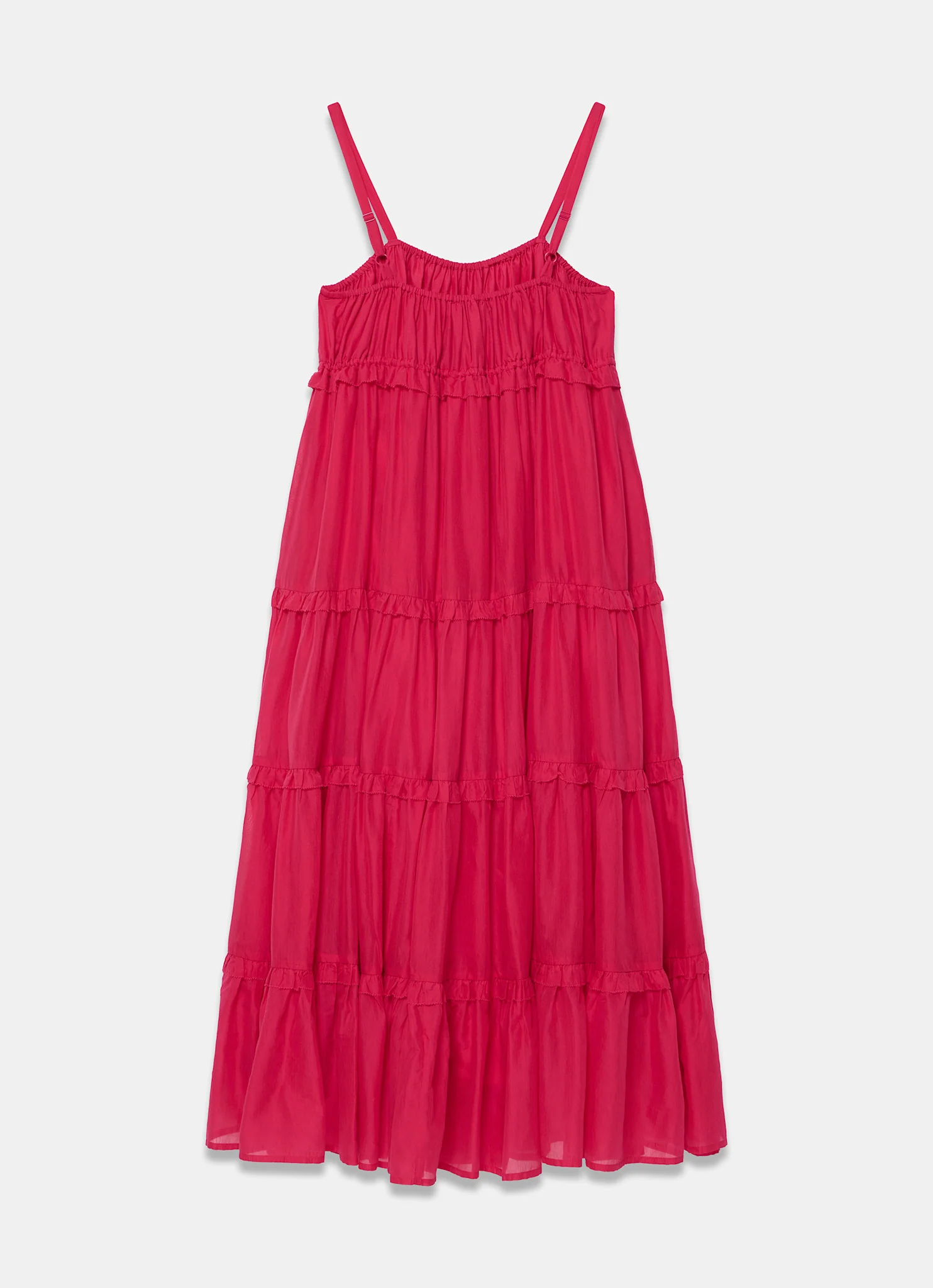 1478-pink-cotton-blend-tiered-maxi-dress-7.webp Pink Cotton Blend Tiered Maxi Dress