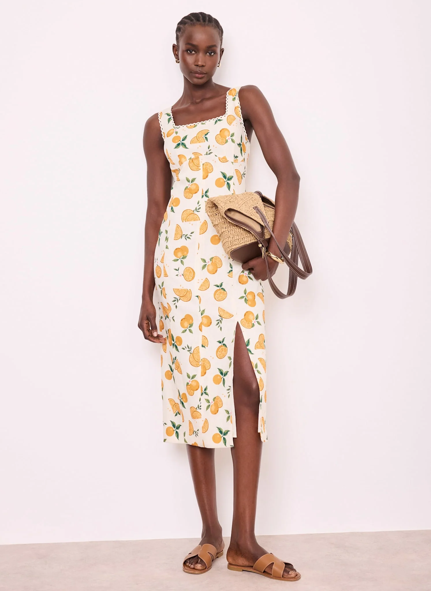 1486-orange-print-linen-blend-midi-dress-5.webp Orange Print Linen Blend Midi Dress