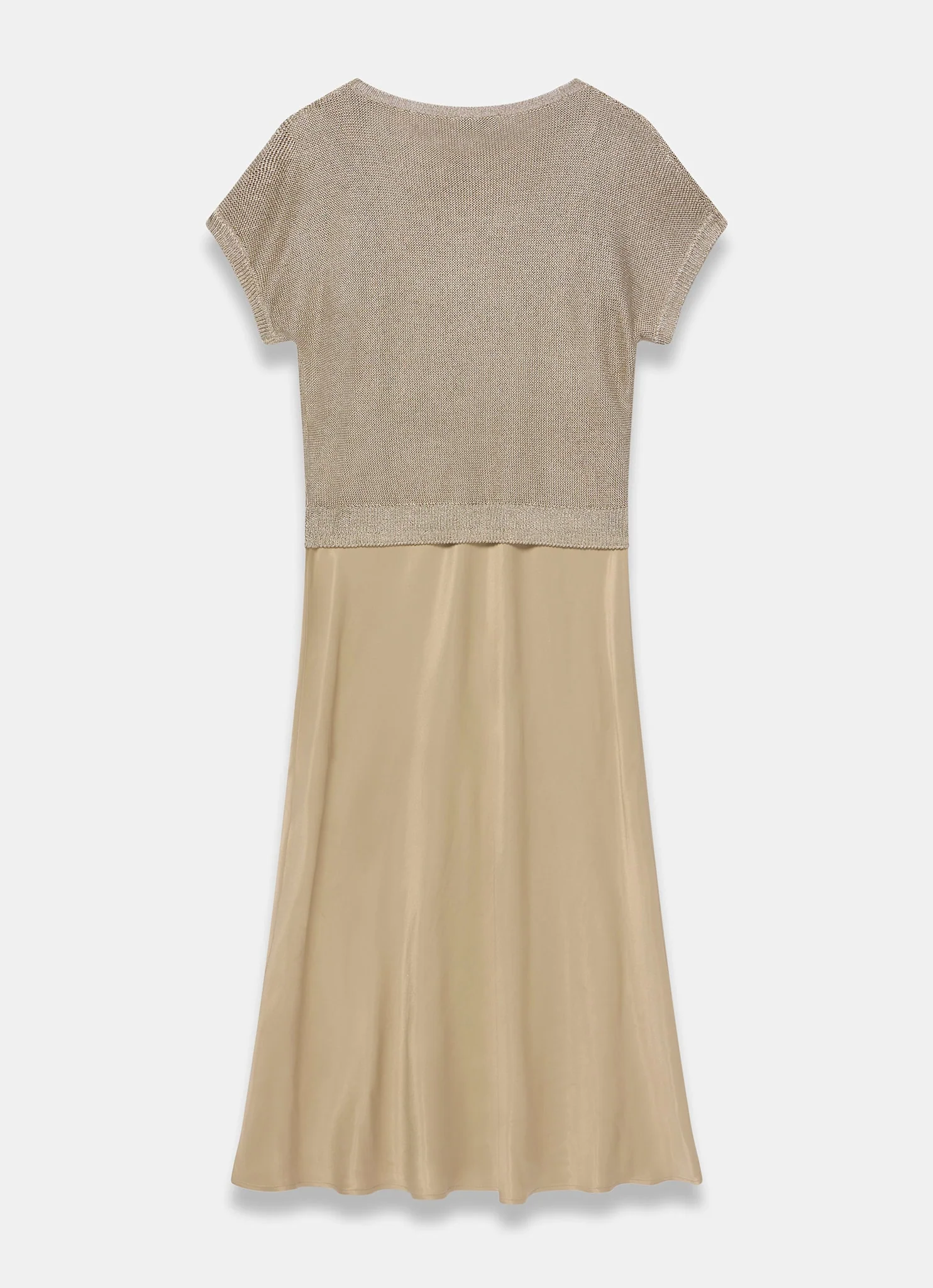 Gold Metallic Woven Mix Midi Dress