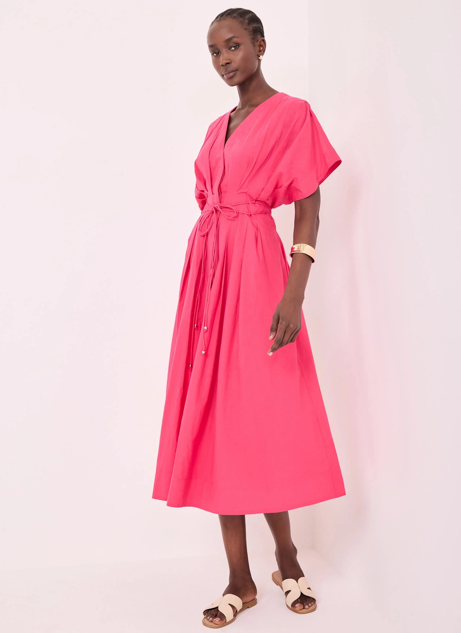 1508-pink-cotton-tie-waist-midi-dress-1.webp Pink Cotton Tie Waist Midi Dress