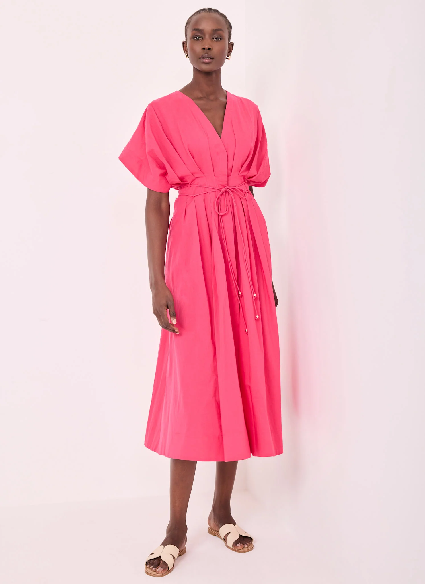 1508-pink-cotton-tie-waist-midi-dress-5.webp Pink Cotton Tie Waist Midi Dress