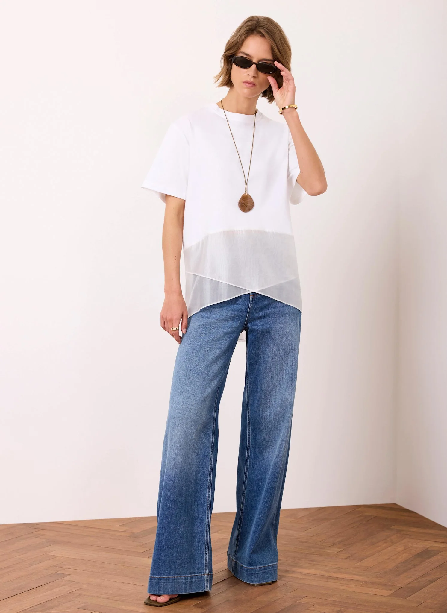 153-cream-cotton-sheer-wrap-t-shirt-3.webp Cream Cotton Sheer Wrap T-Shirt