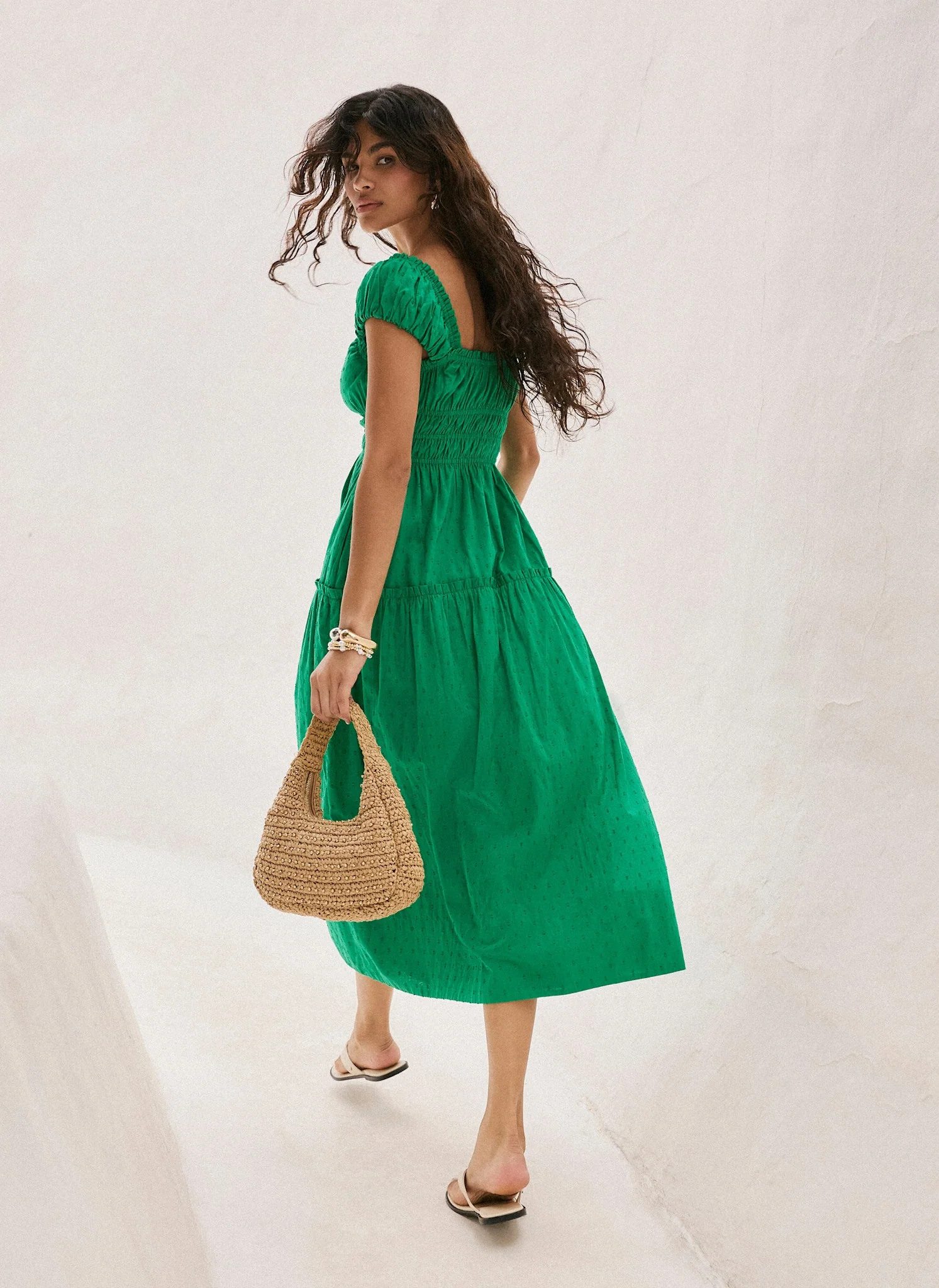 Green Cotton Midi Dress