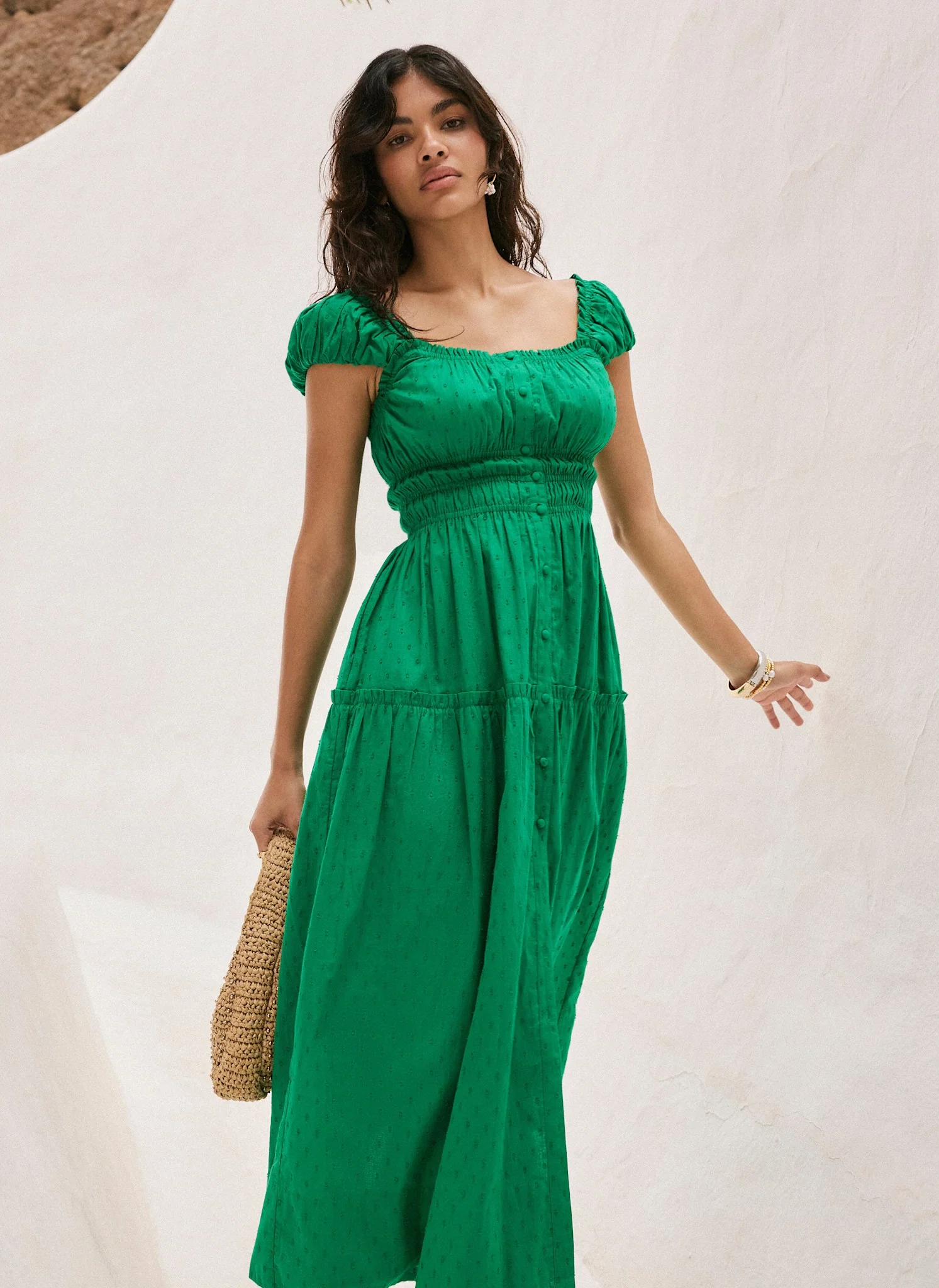 Green Cotton Midi Dress
