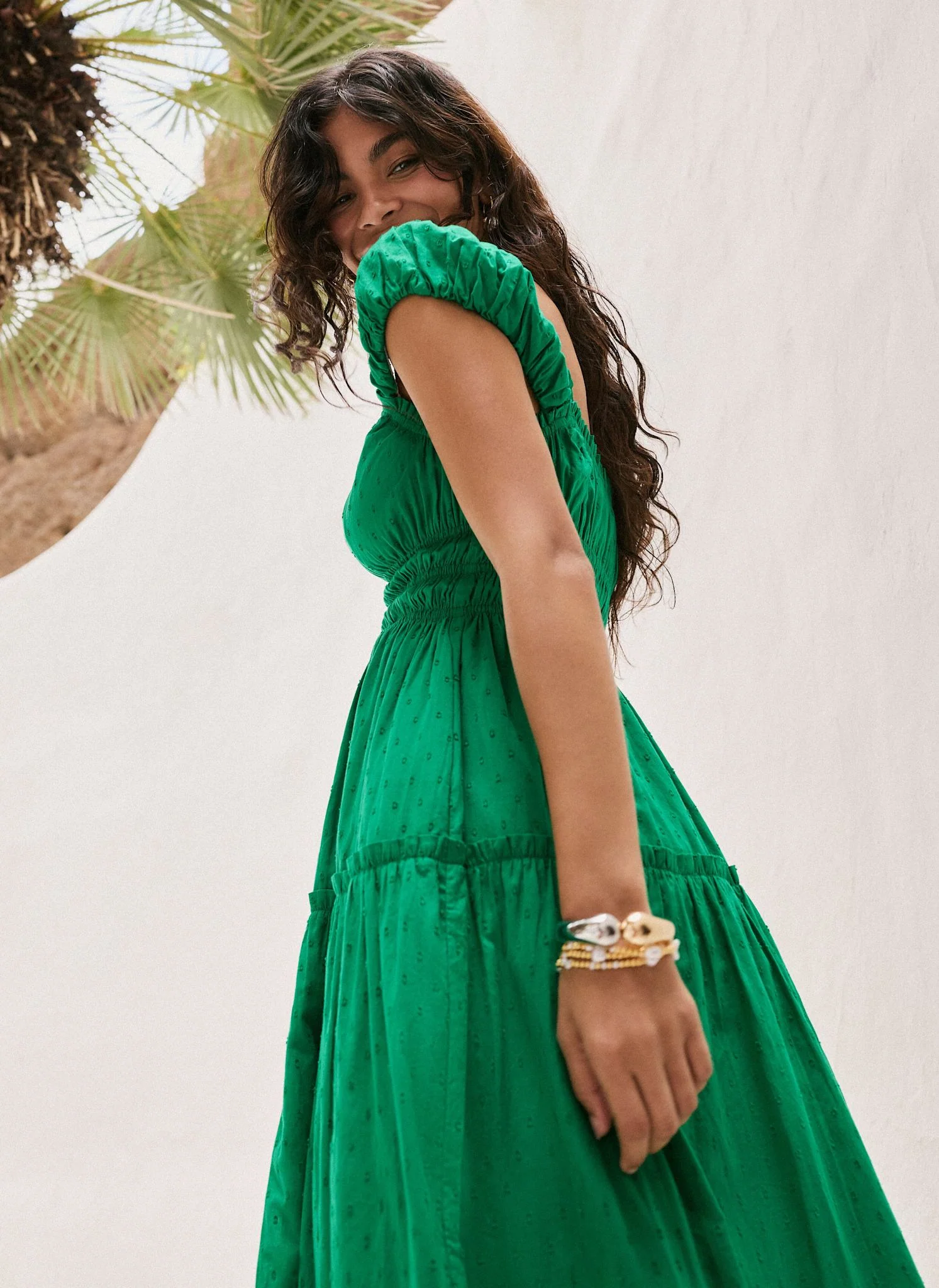 Green Cotton Midi Dress