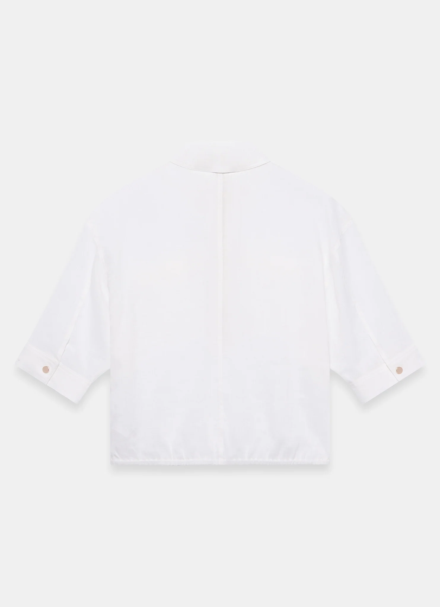 White Ramie Zip Bomber Blouse