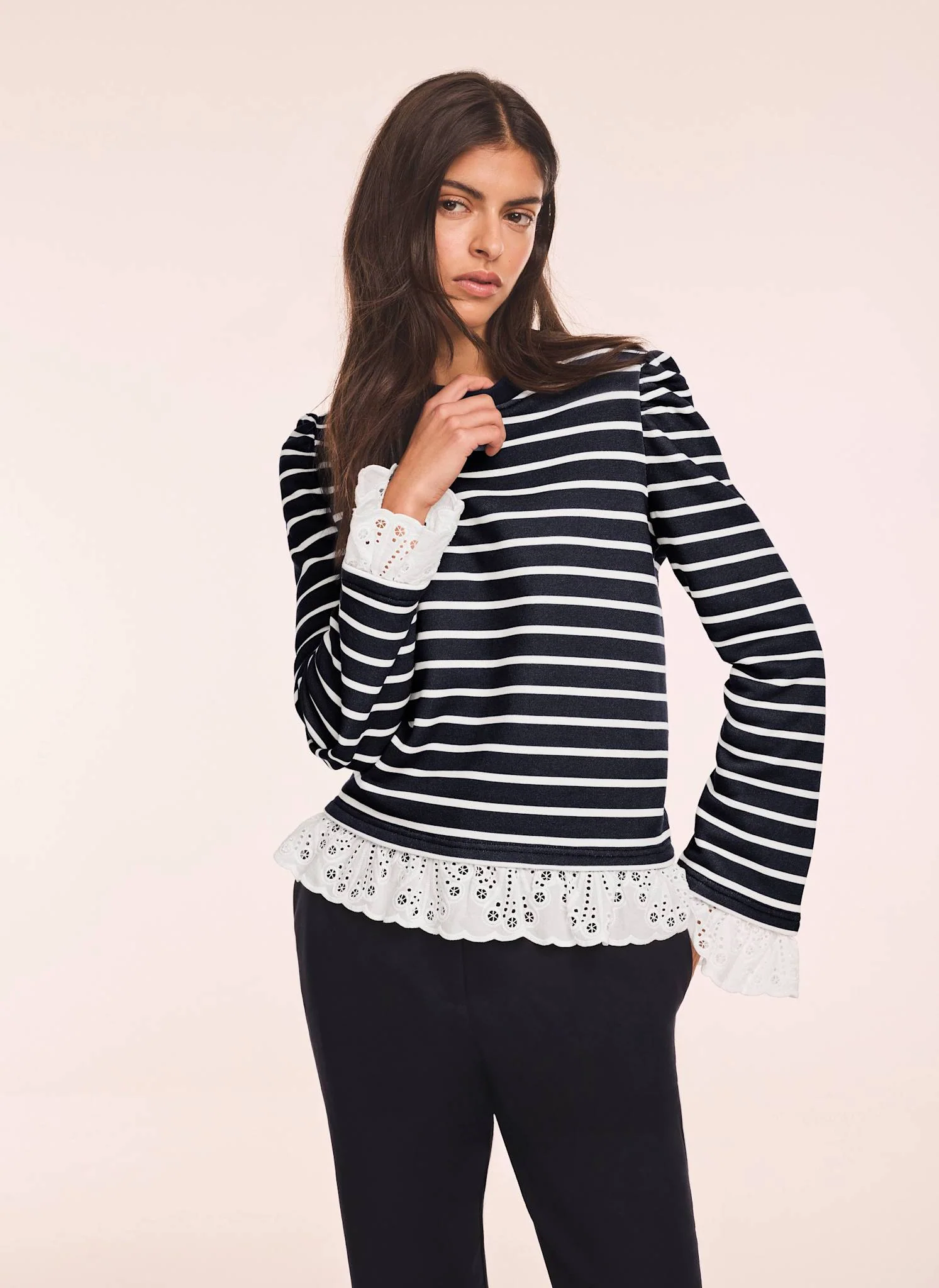 1750-navy-stripe-broderie-trim-sweatshirt-1.webp Navy Stripe Broderie Trim Sweatshirt