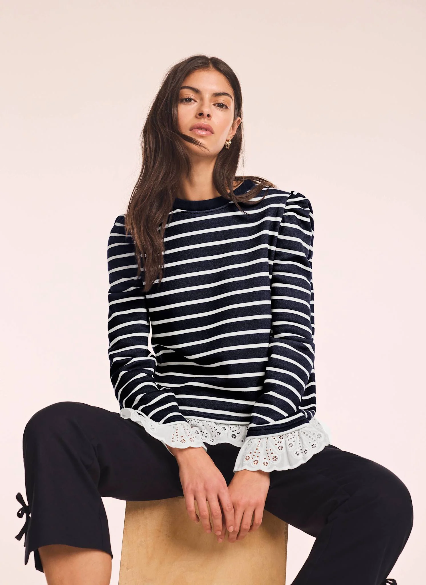 1750-navy-stripe-broderie-trim-sweatshirt-6.webp Navy Stripe Broderie Trim Sweatshirt