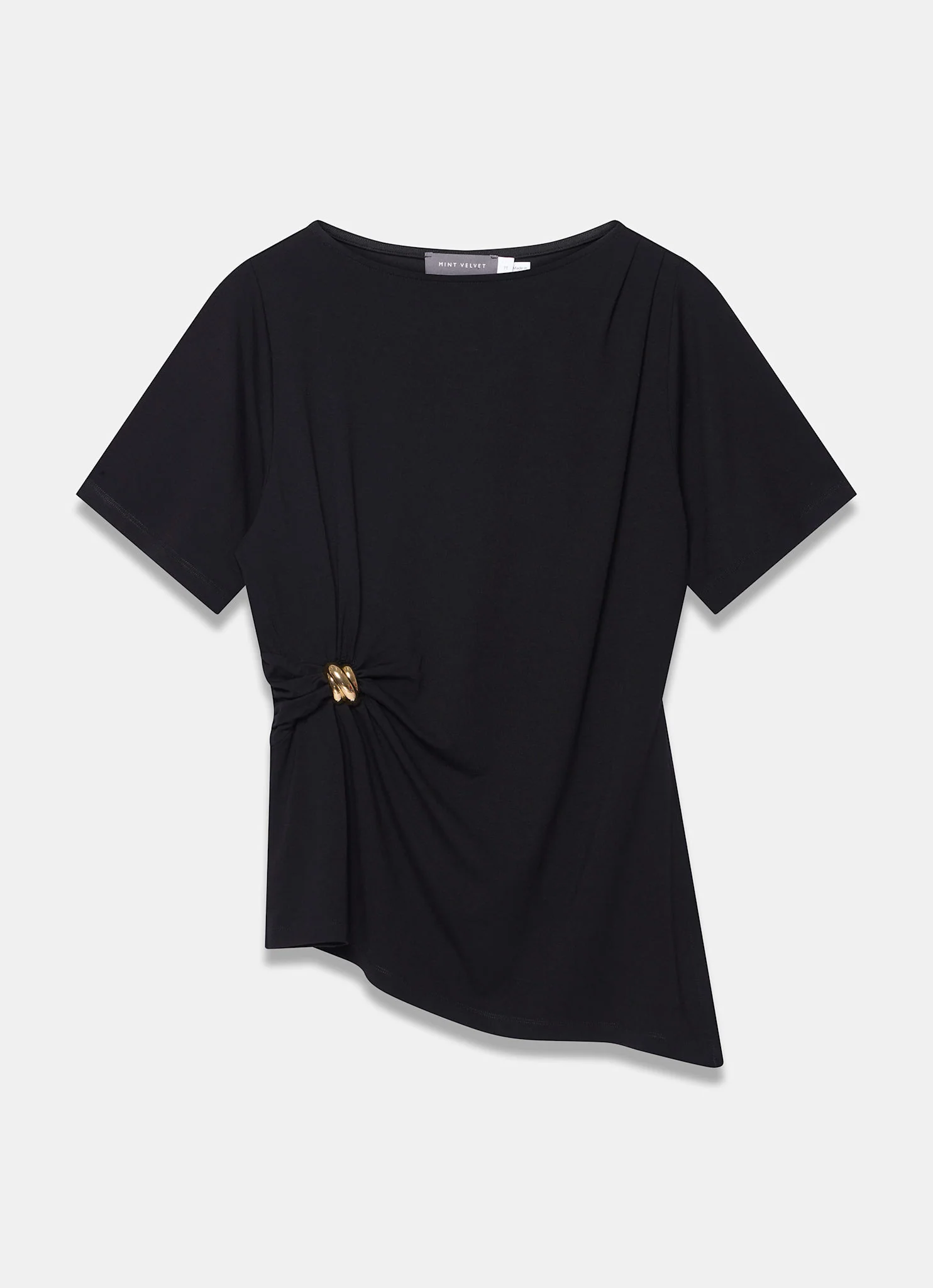 Black Gathered Detail Top