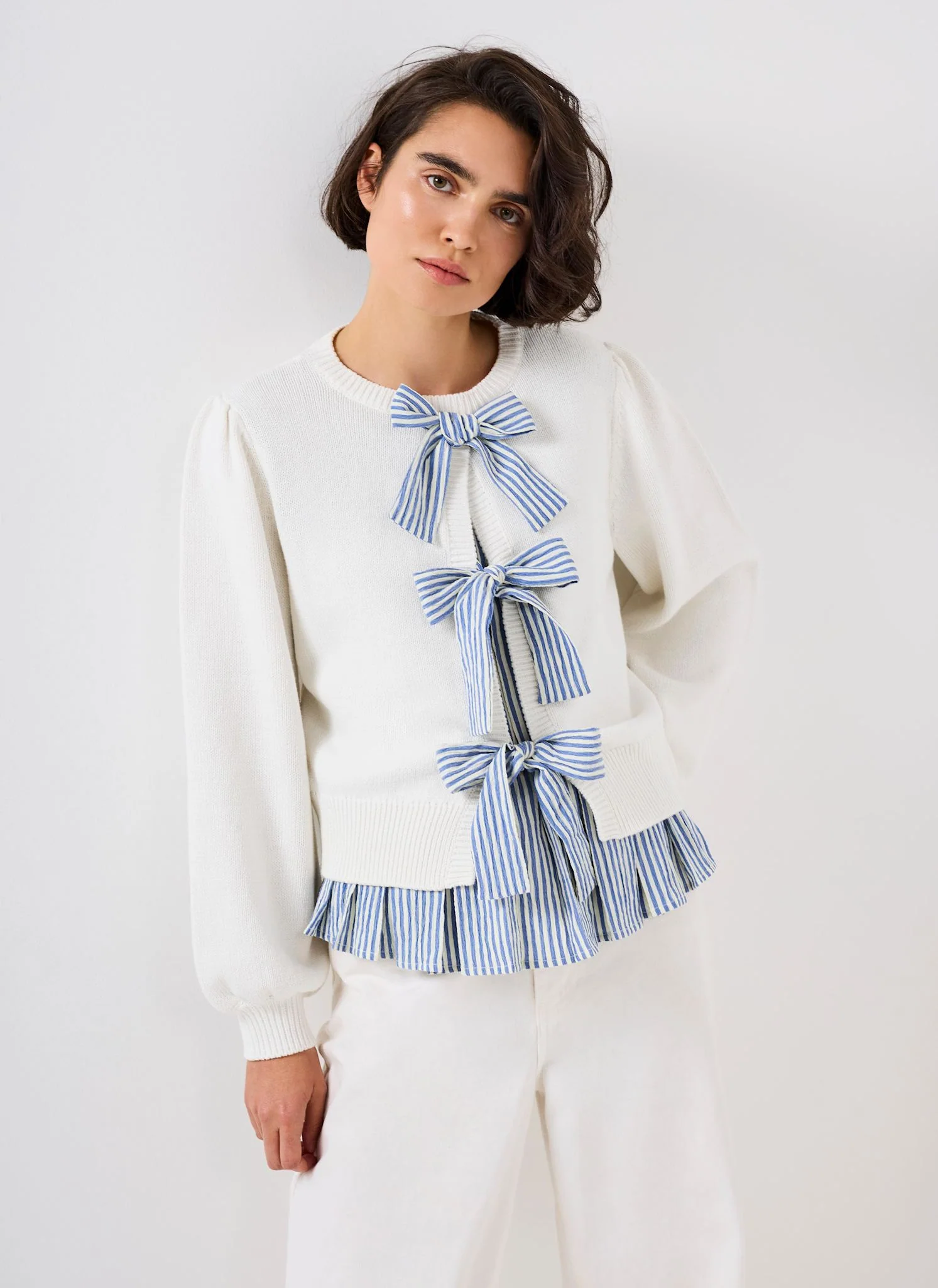 1838-white-cotton-blend-bow-detail-jumper-1.webp White Cotton Blend Bow Detail Jumper