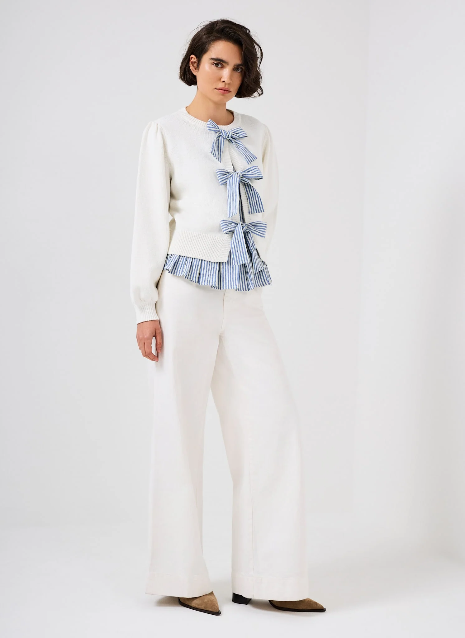 1838-white-cotton-blend-bow-detail-jumper-3.webp White Cotton Blend Bow Detail Jumper