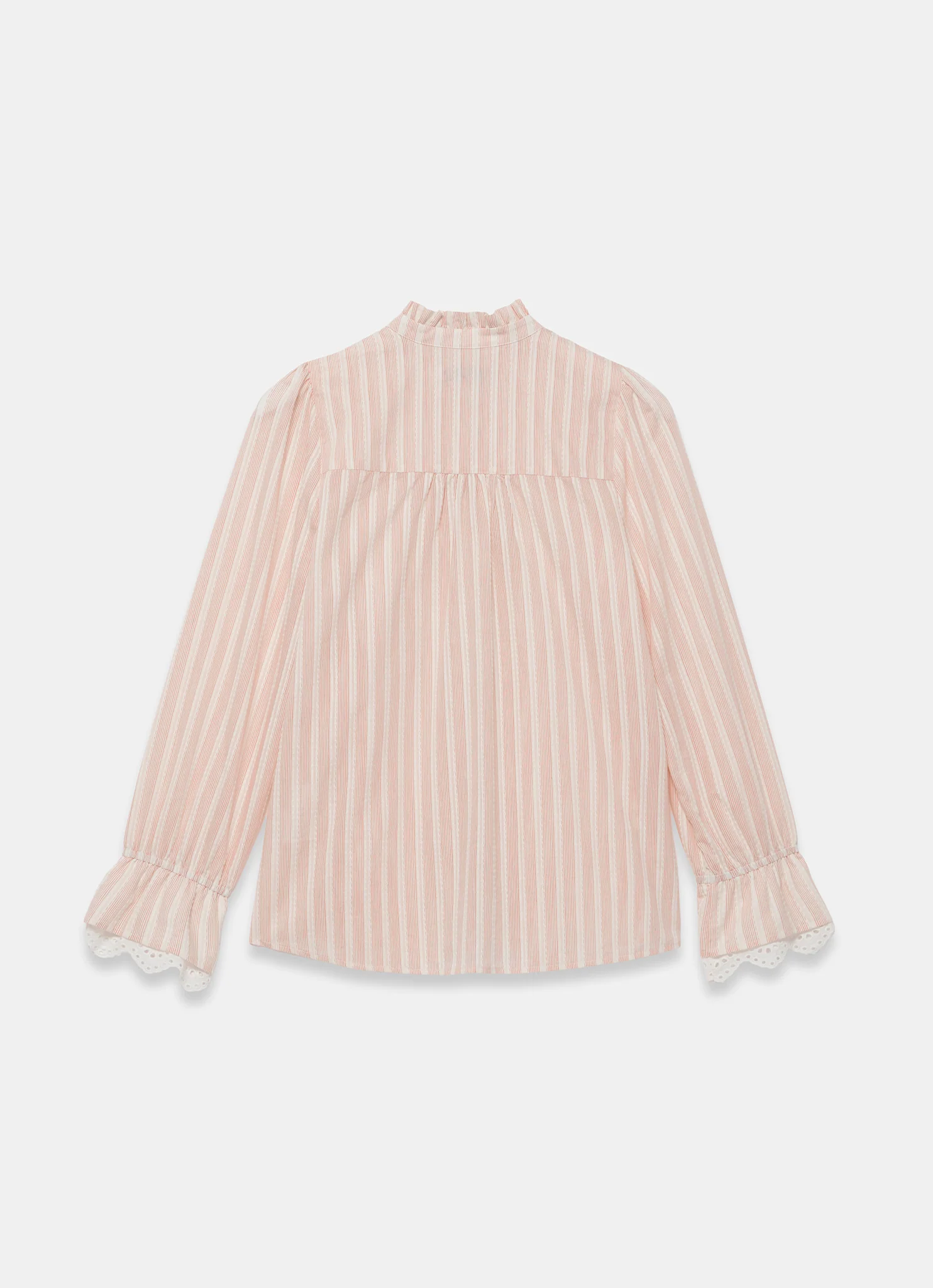 Pink Striped Broderie Trim Blouse