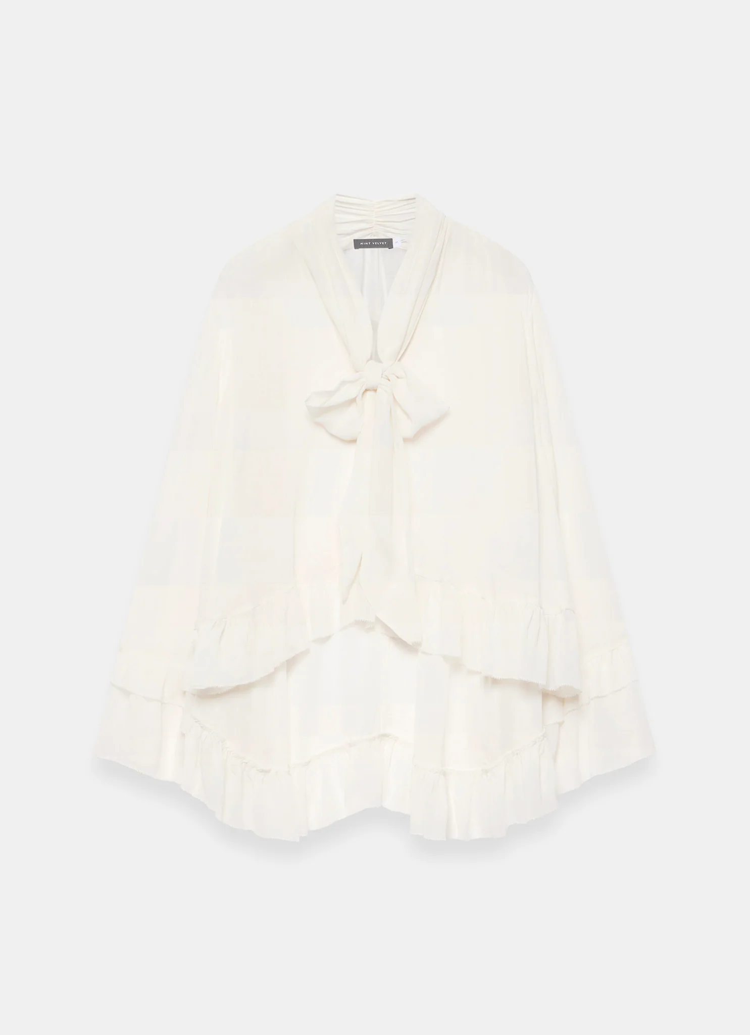 Cream Ruffle Tie Detail Blouse