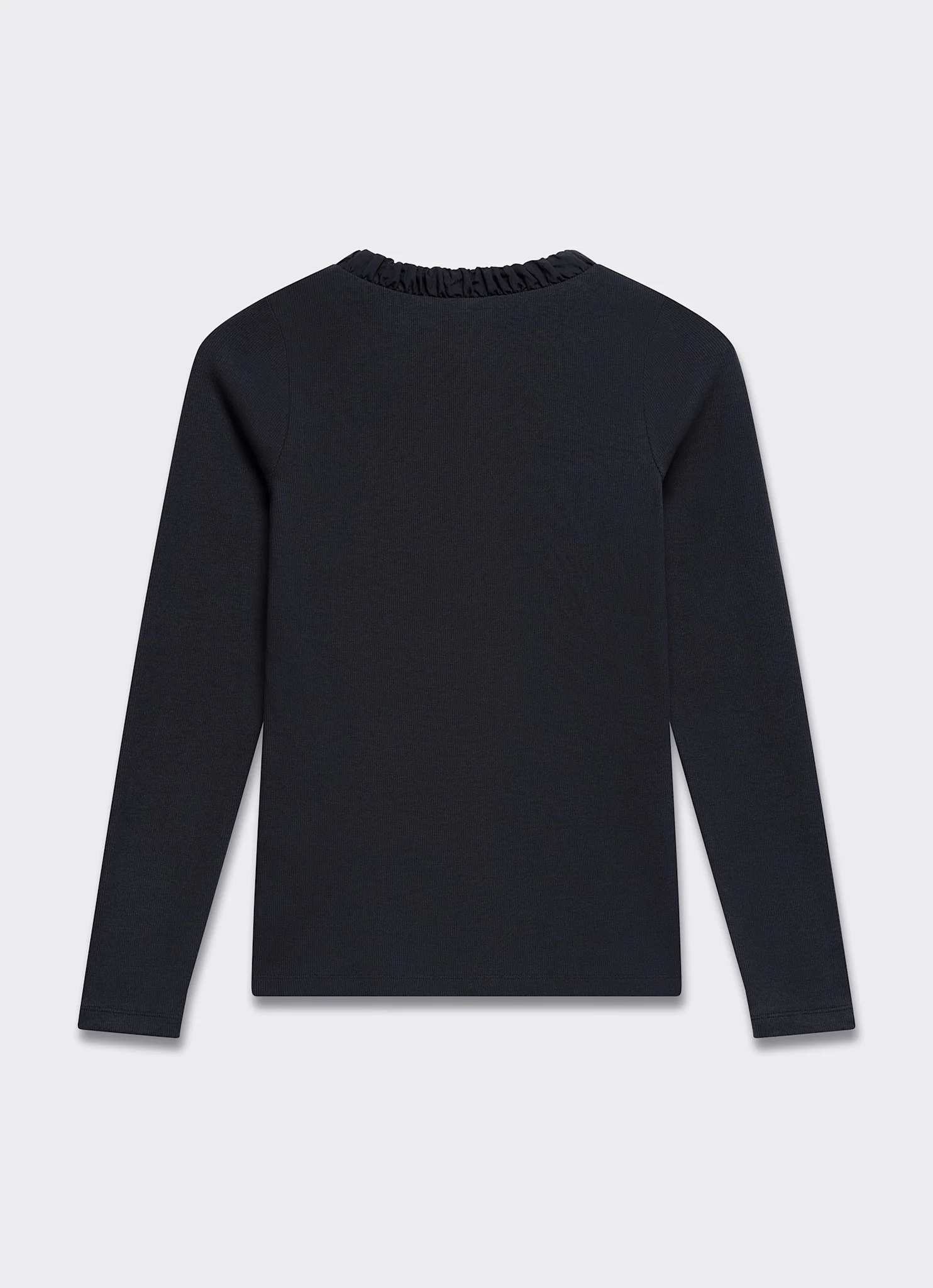 1914-black-ruched-cotton-blend-henley-top-7.webp Black Ruched Cotton Blend Henley Top