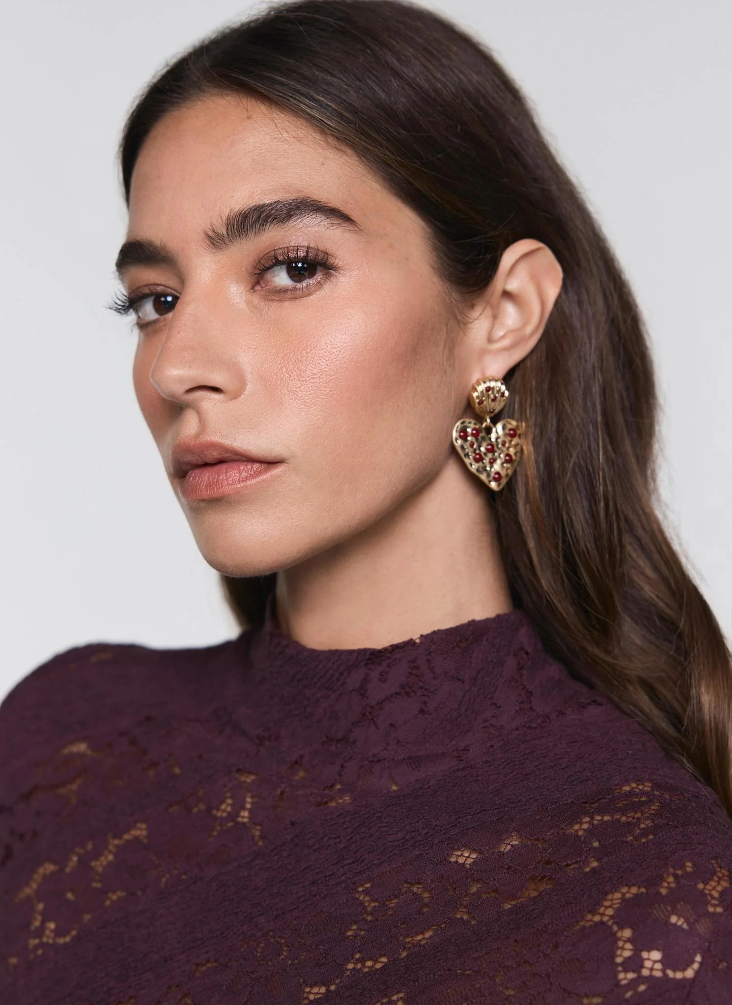 Burgundy Lace High Neck Top